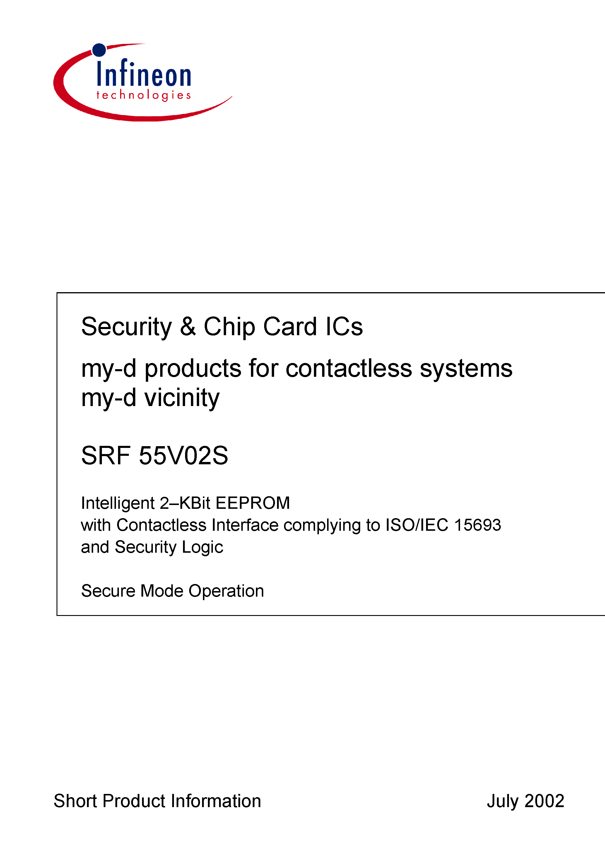 Даташит SRF55V02S - Security & Chip Card ICs (my-d vicinity) страница 1