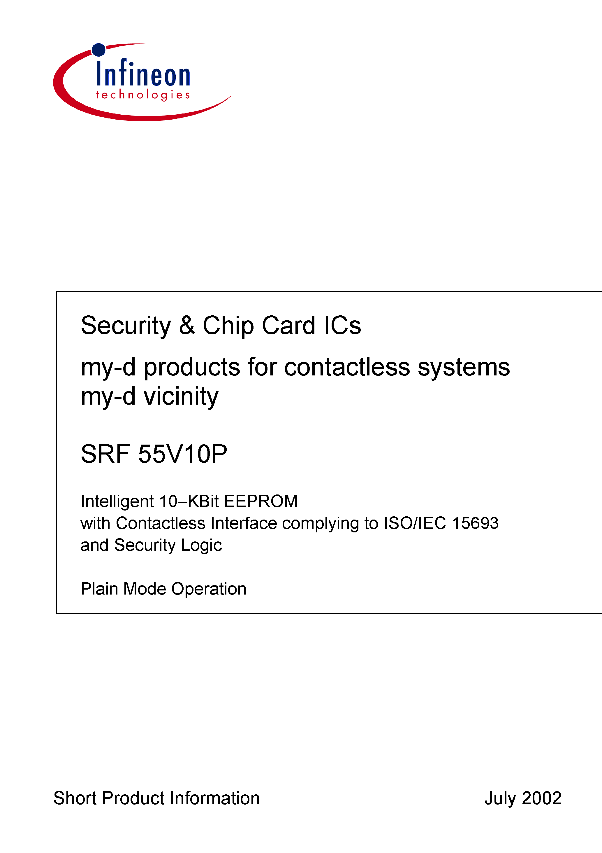 Даташит SRF55V10PC - Security & Chip Card ICs (my-d vicinity) страница 1