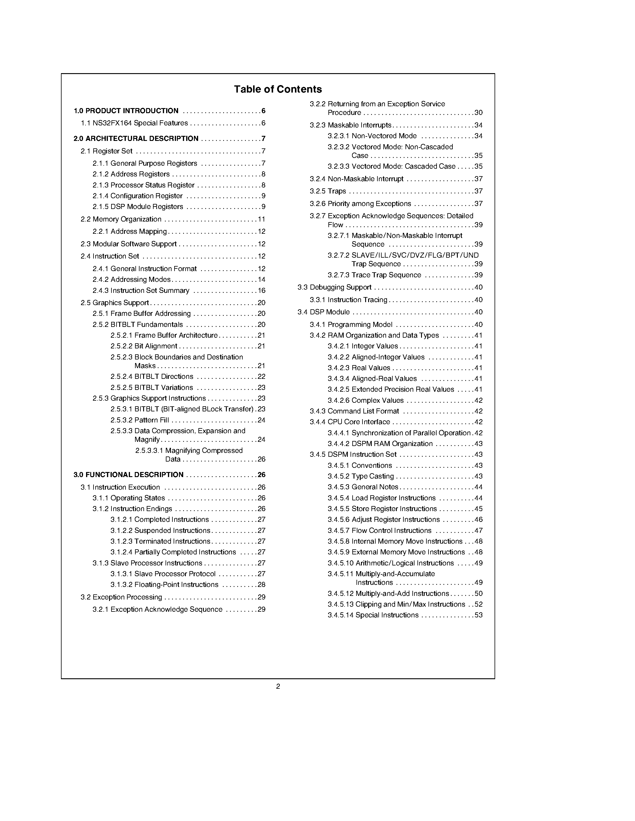 Datasheet NS32FX164V-15 - Advanced Imaging/Communication Signal Processors page 2