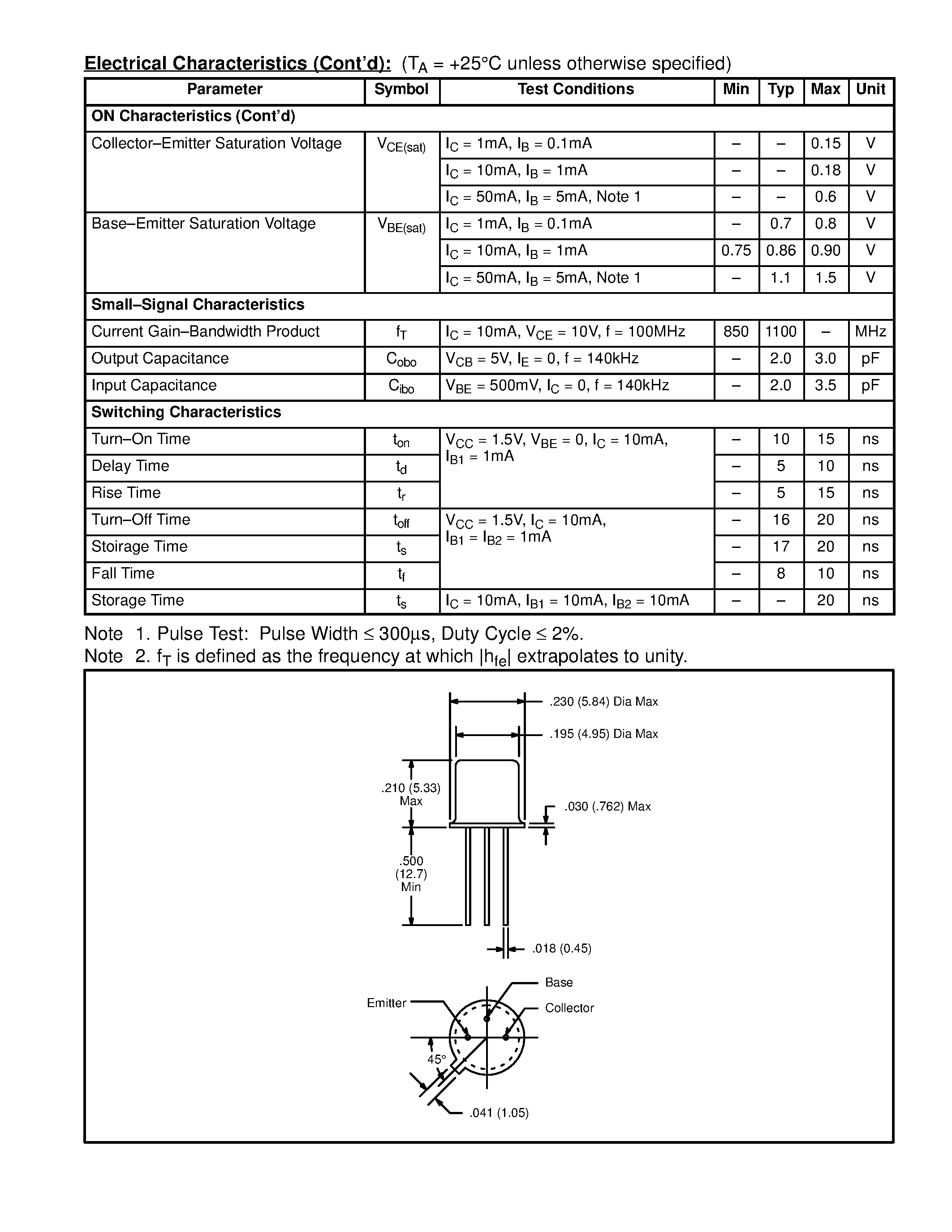 Datasheet NTE106 - Silicon PNP Transistor Switching Transistor page 2