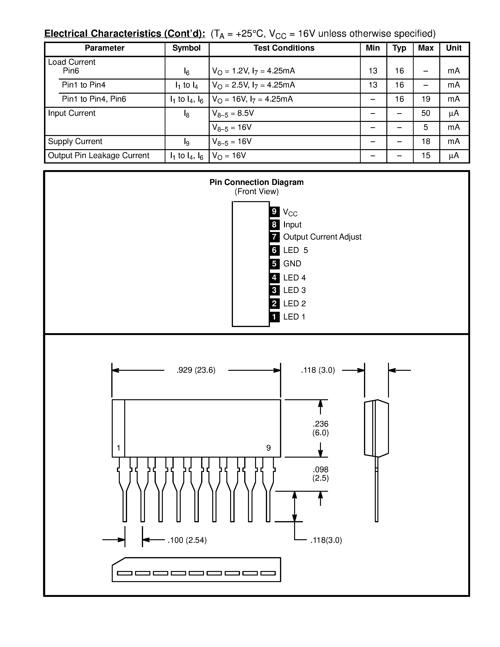 Datasheet NTE1502 - Integrated Circuit 5-Step LED Driver Circuit for Linear Response page 2