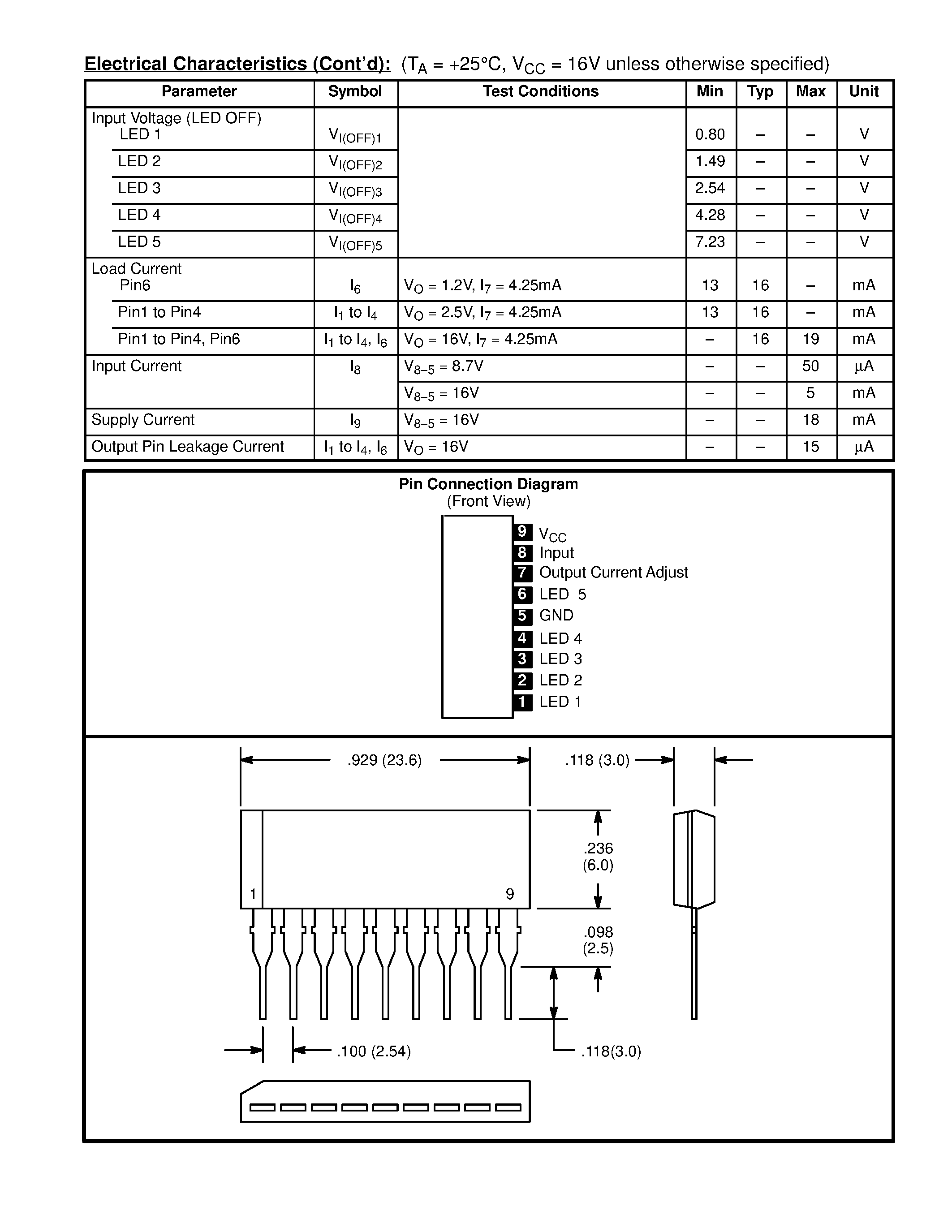 Datasheet NTE1503 - Integrated Circuit 5-Step LED Driver Circuit for Logarithmic Response page 2
