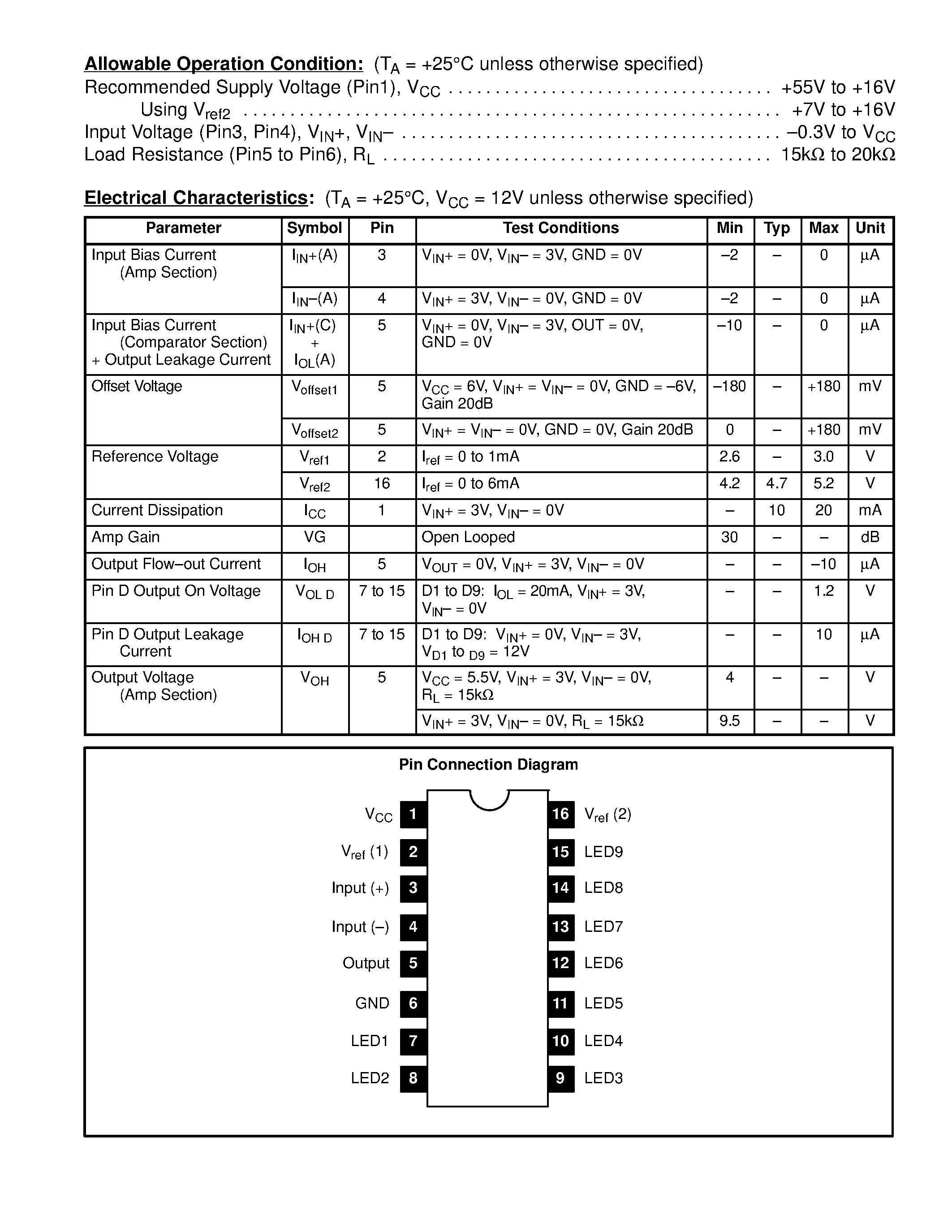 Datasheet NTE1513 - Integrated Circuit 9-Step LED Driver Circuit for Logarithmic Scale page 2