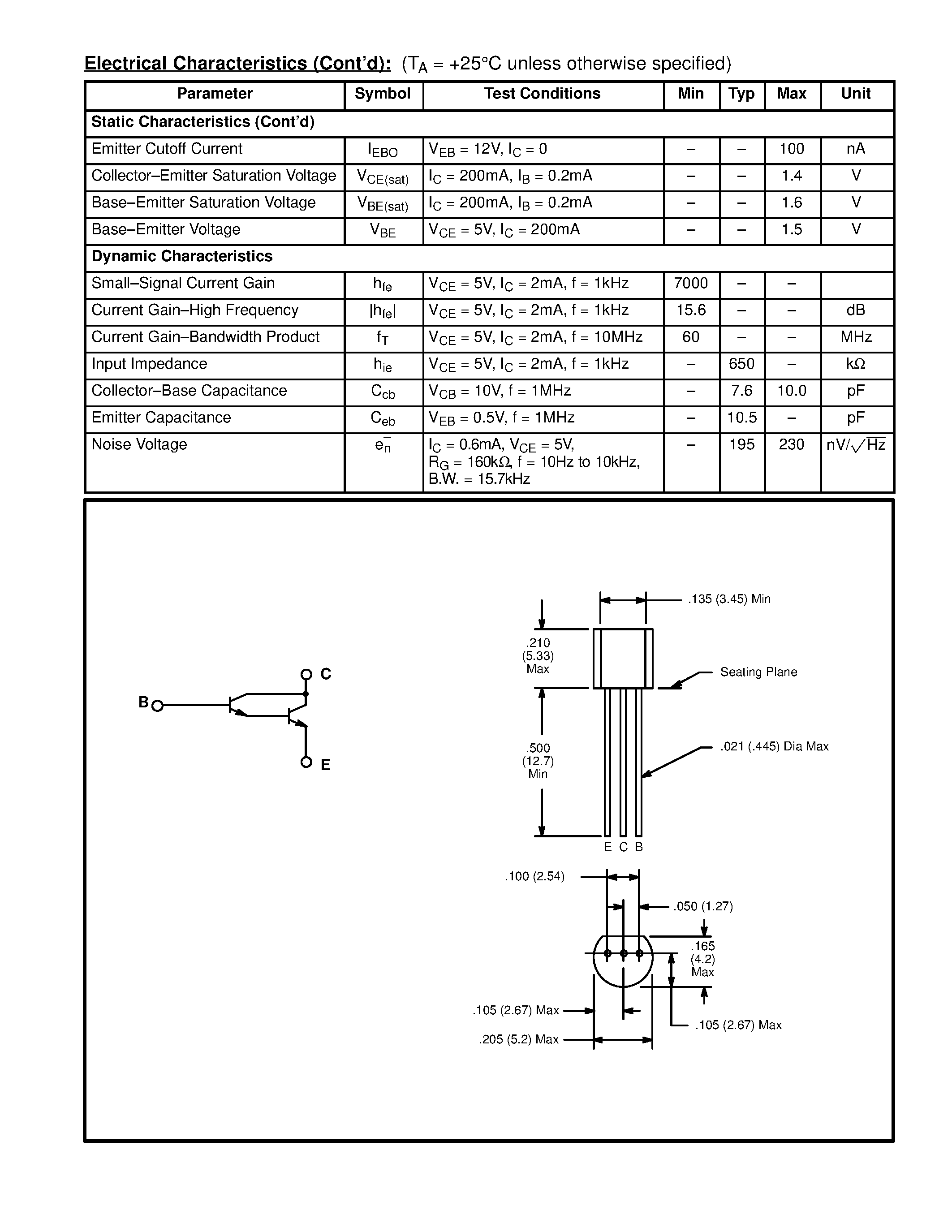Datasheet NTE172A page 2 Datasheet NTE172A - Silicon NPN Transistor Darlington Preamp / Medium Speed Switch page 2
