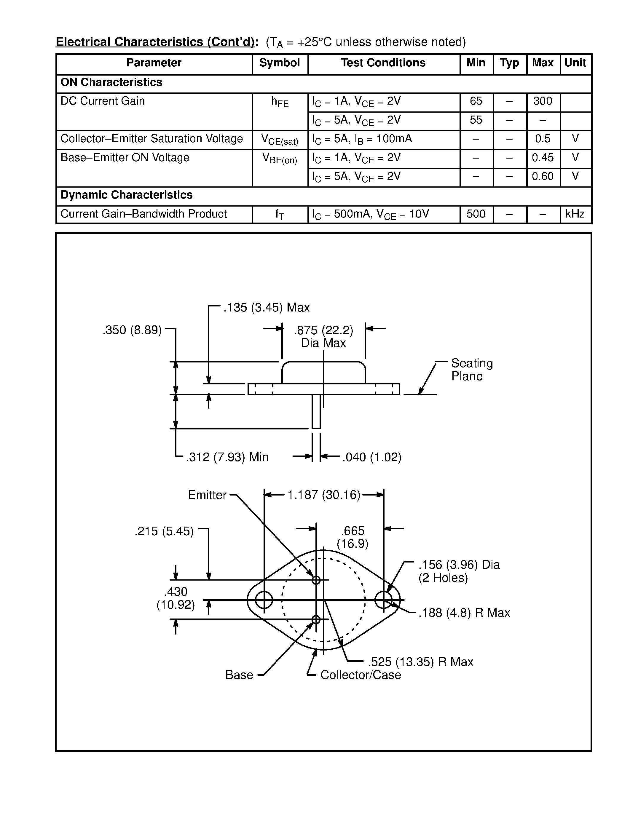 Datasheet NTE179 - Germanium PNP Transistor Audio Power Amplifier / High Current Switch page 2