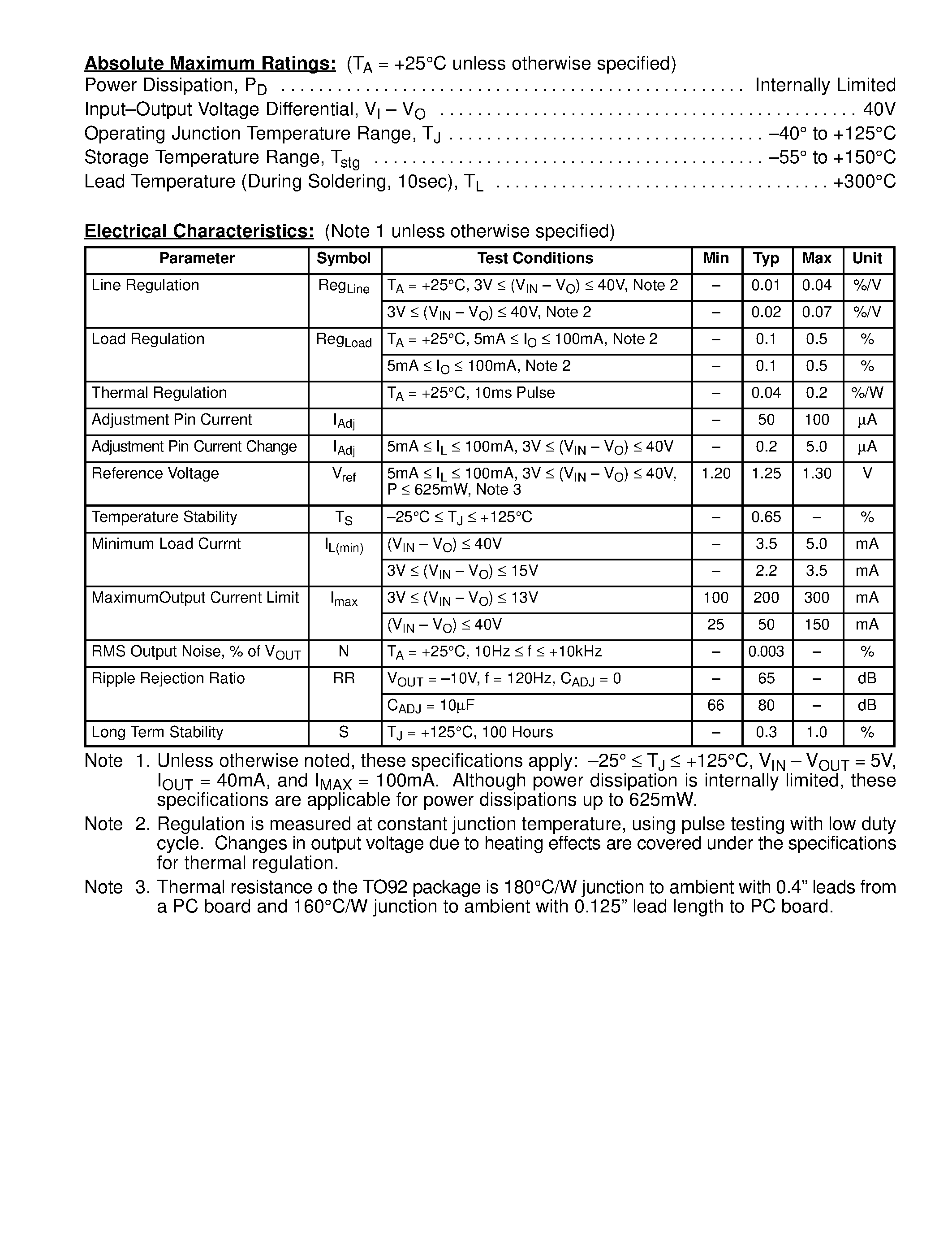 Datasheet NTE1901 - Integrated Circuit Negative Adjustable Voltage Regulator / -1.2V to -37V / 100mA page 2