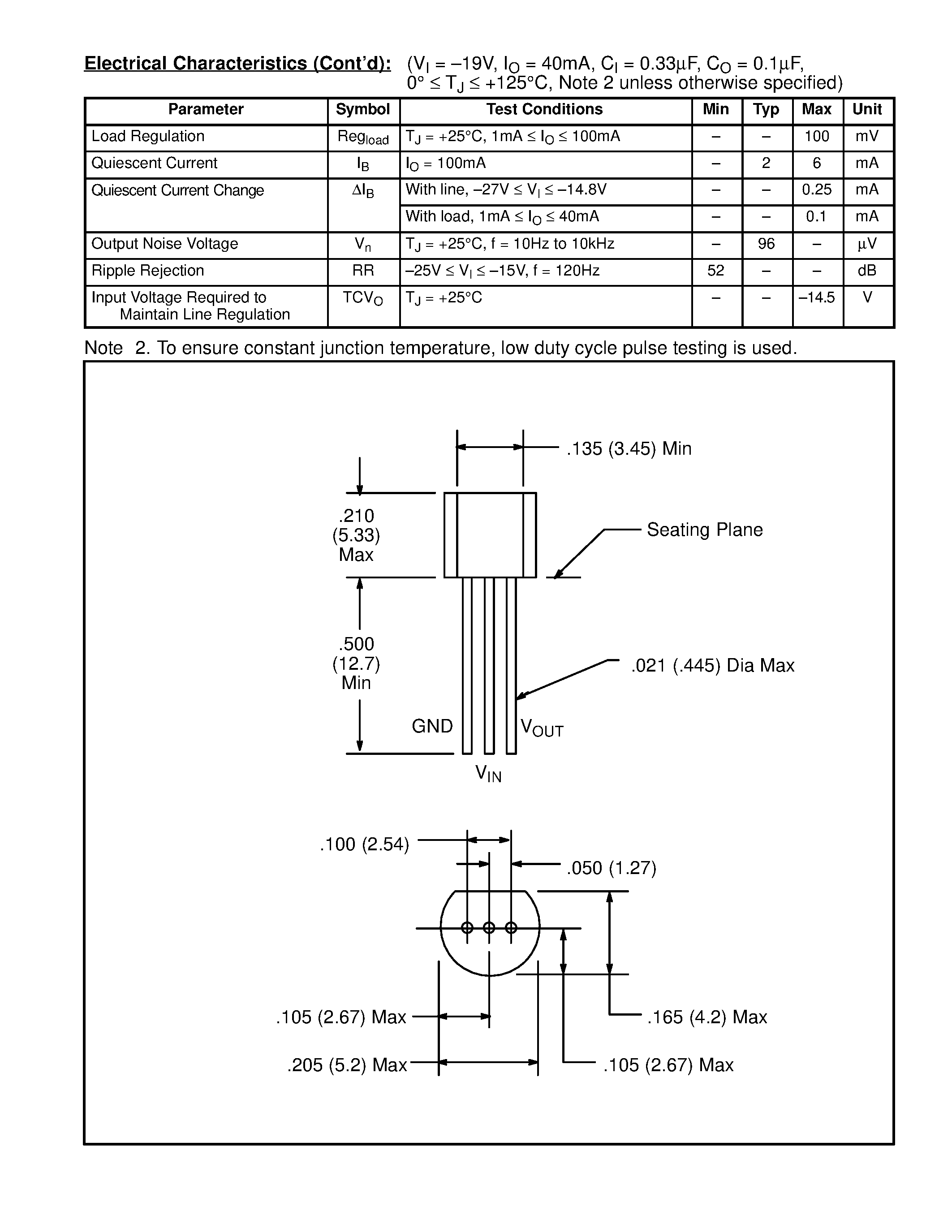 Datasheet NTE1903 - Integrated Circuit Negative 3 Terminal Voltage Regulator / -12V / 100mA page 2