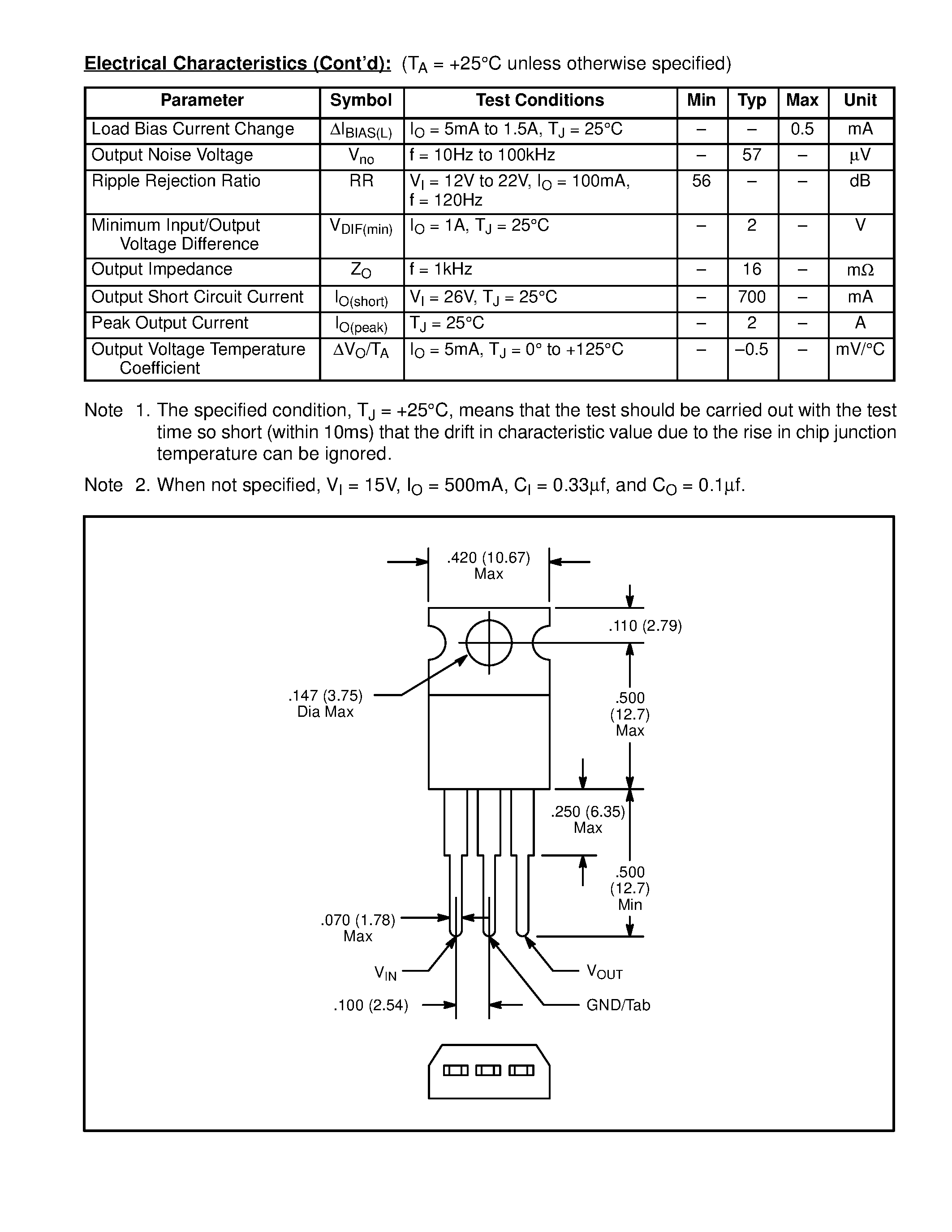 Datasheet NTE1910 - Integrated Circuit Positive 3 Terminal Voltage Regulator / 9V / 1A page 2
