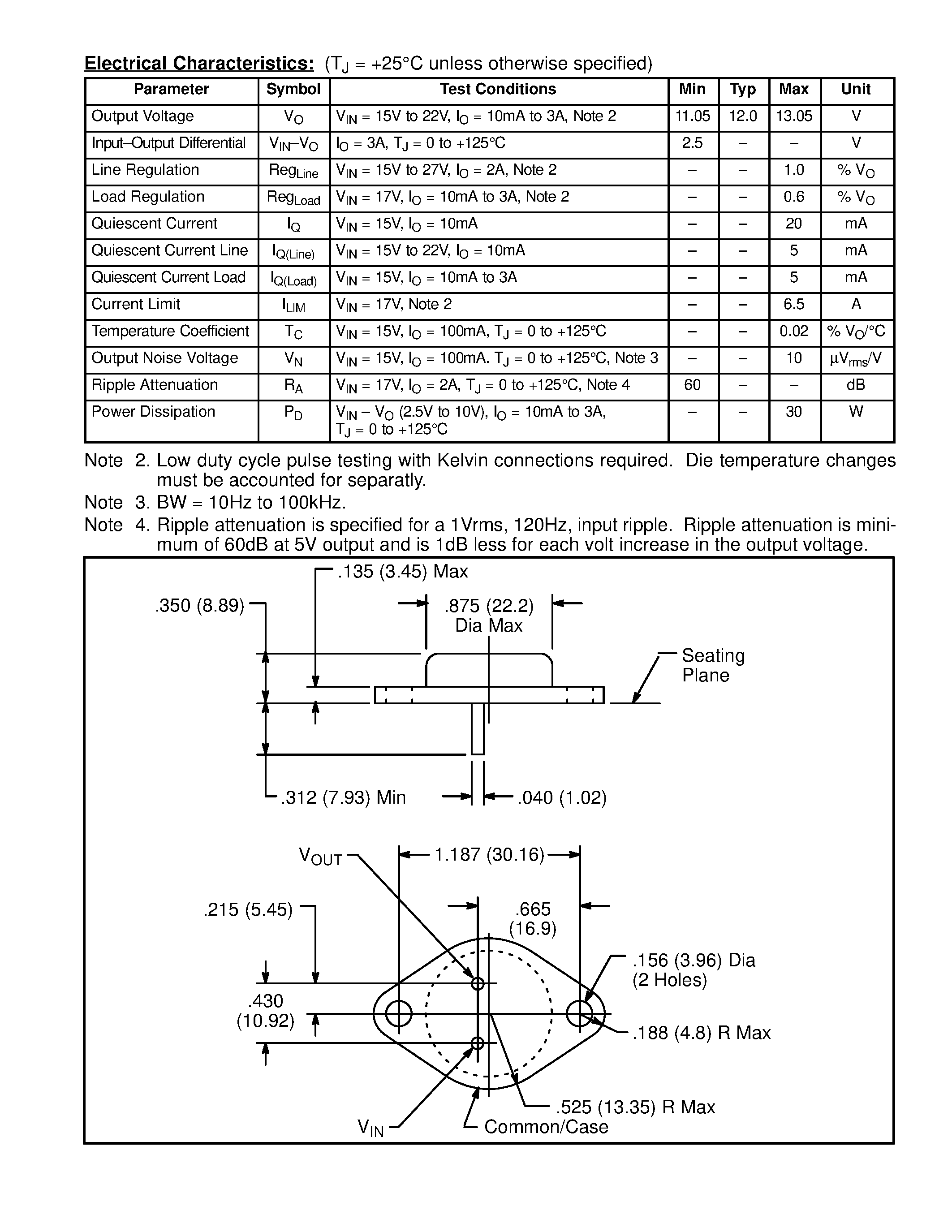 Datasheet NTE1912 - Integrated Circuit Positive 3 Terminal Voltage Regulator / 12V / 3A page 2