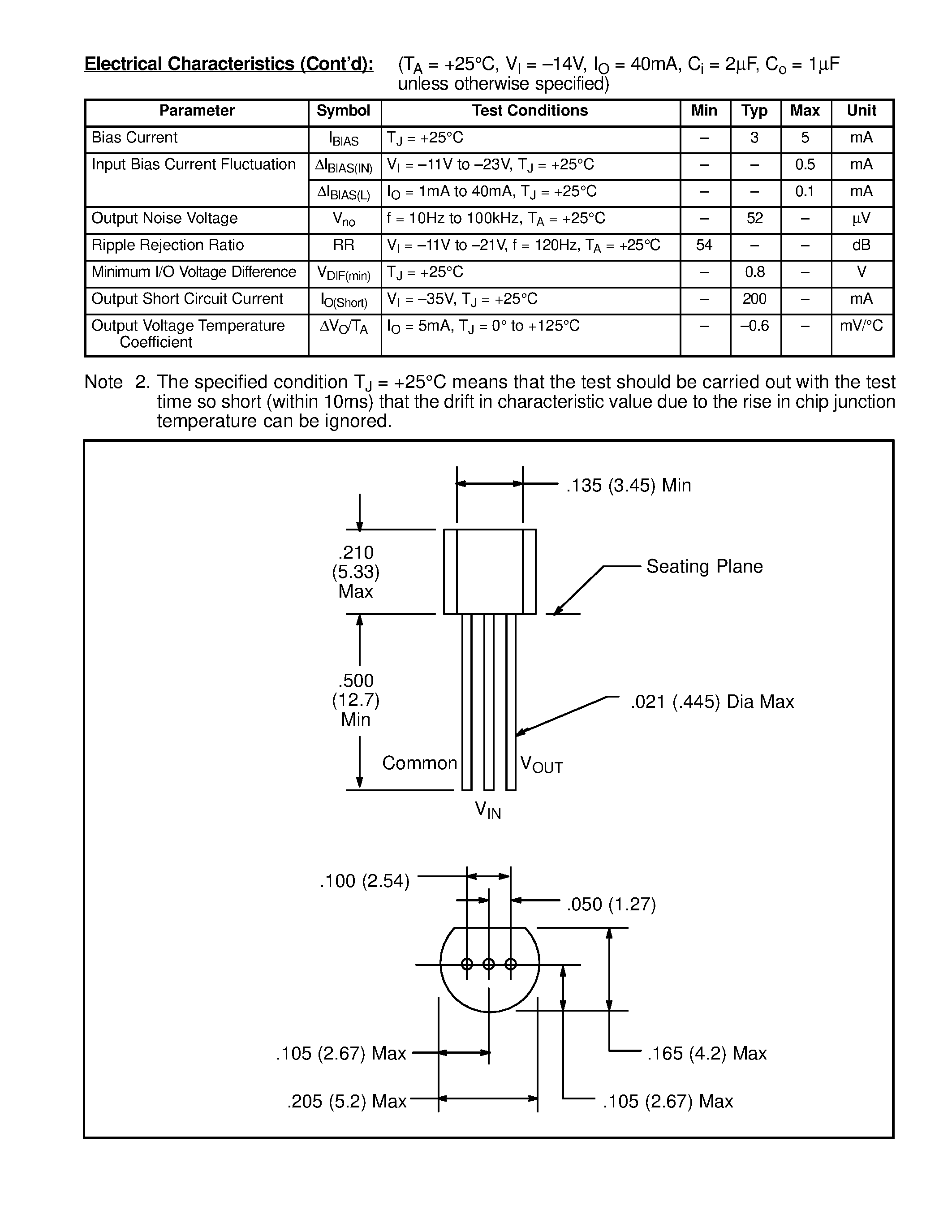 Datasheet NTE1979 page 2 Datasheet NTE1979 - Integrated Circuit Negative 3 Terminal Voltage Regulator / -8V / 100mA page 2