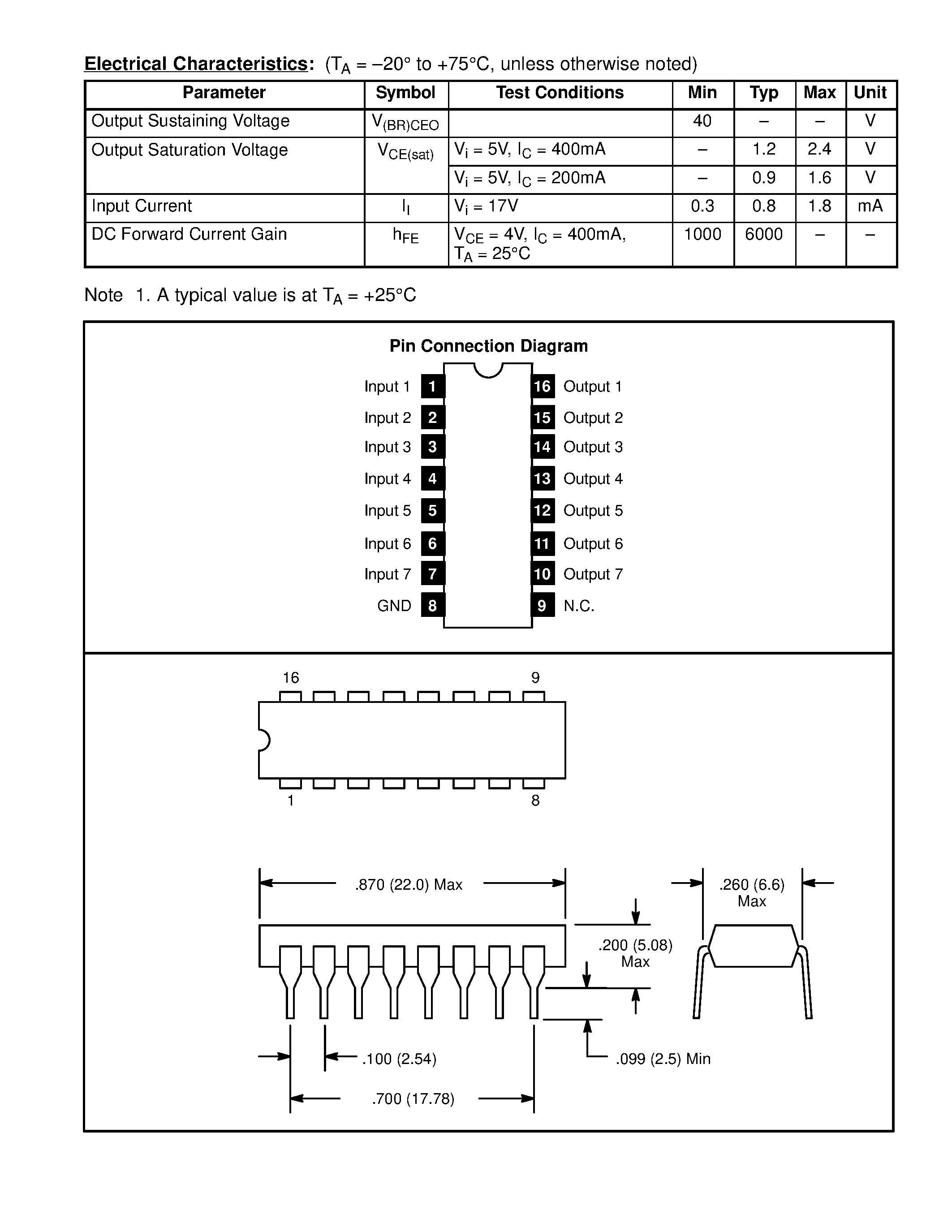 Даташит NTE2079 - Integrated Circuit 7-Stage Darlington Transistor Array страница 2
