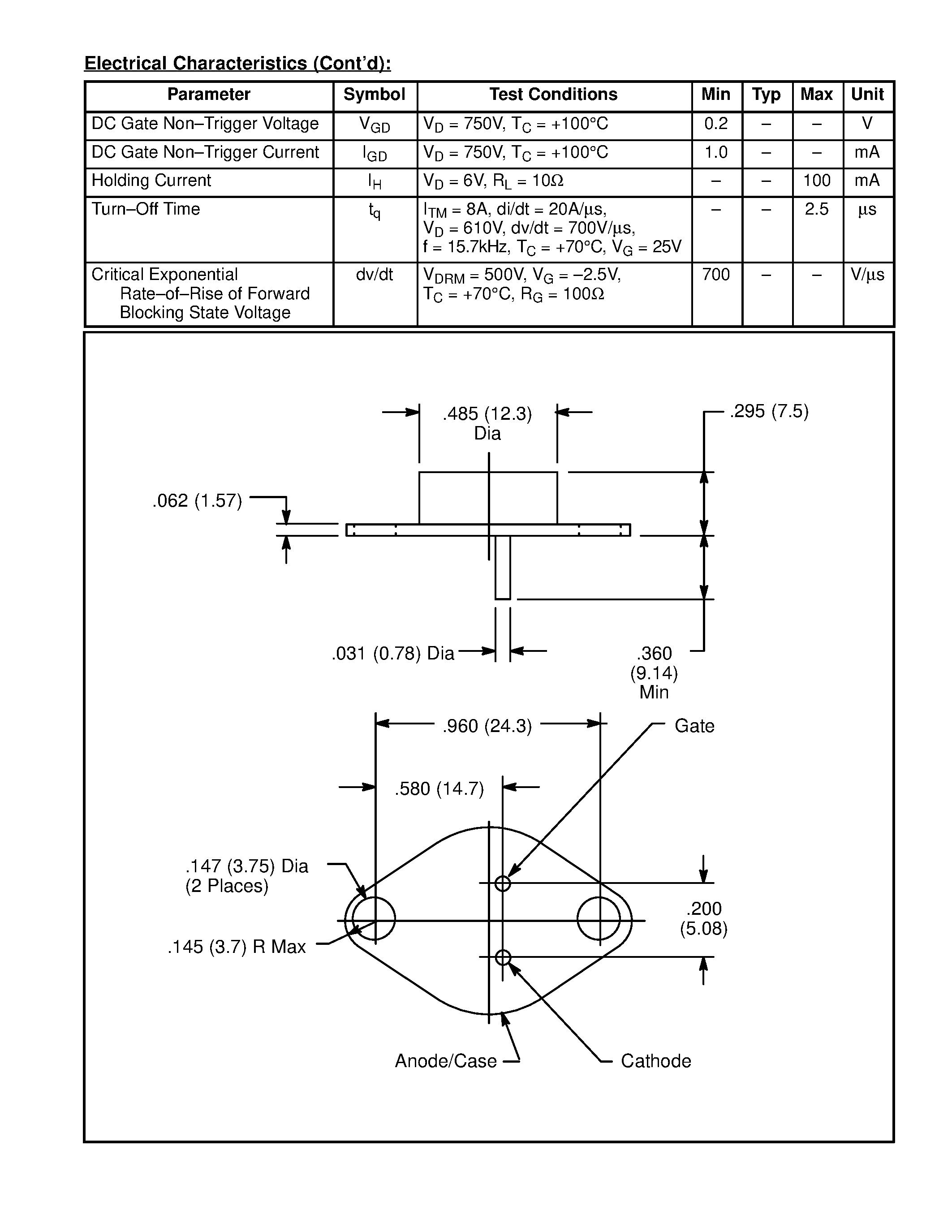 Даташит NTE230 - Silicon Controlled Rectifier (SCR) TV Deflection Circuit страница 2