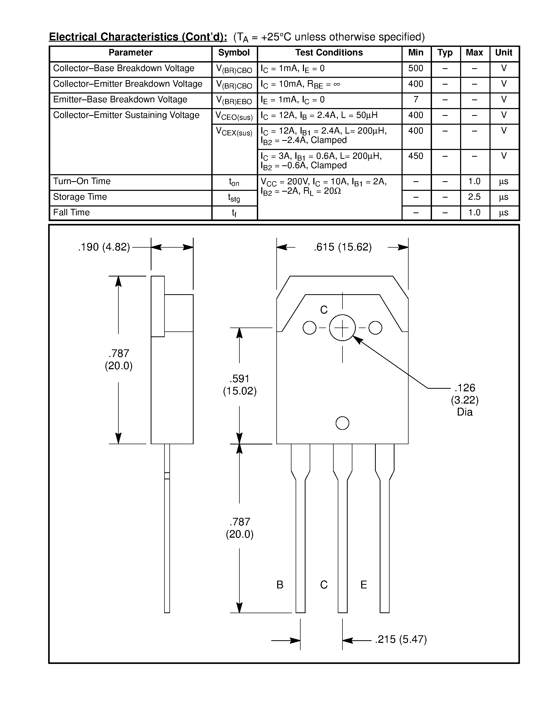 Datasheet NTE2308 page 2 Datasheet NTE2308 - Silicon NPN Transistor High Voltage / High Current Switch page 2