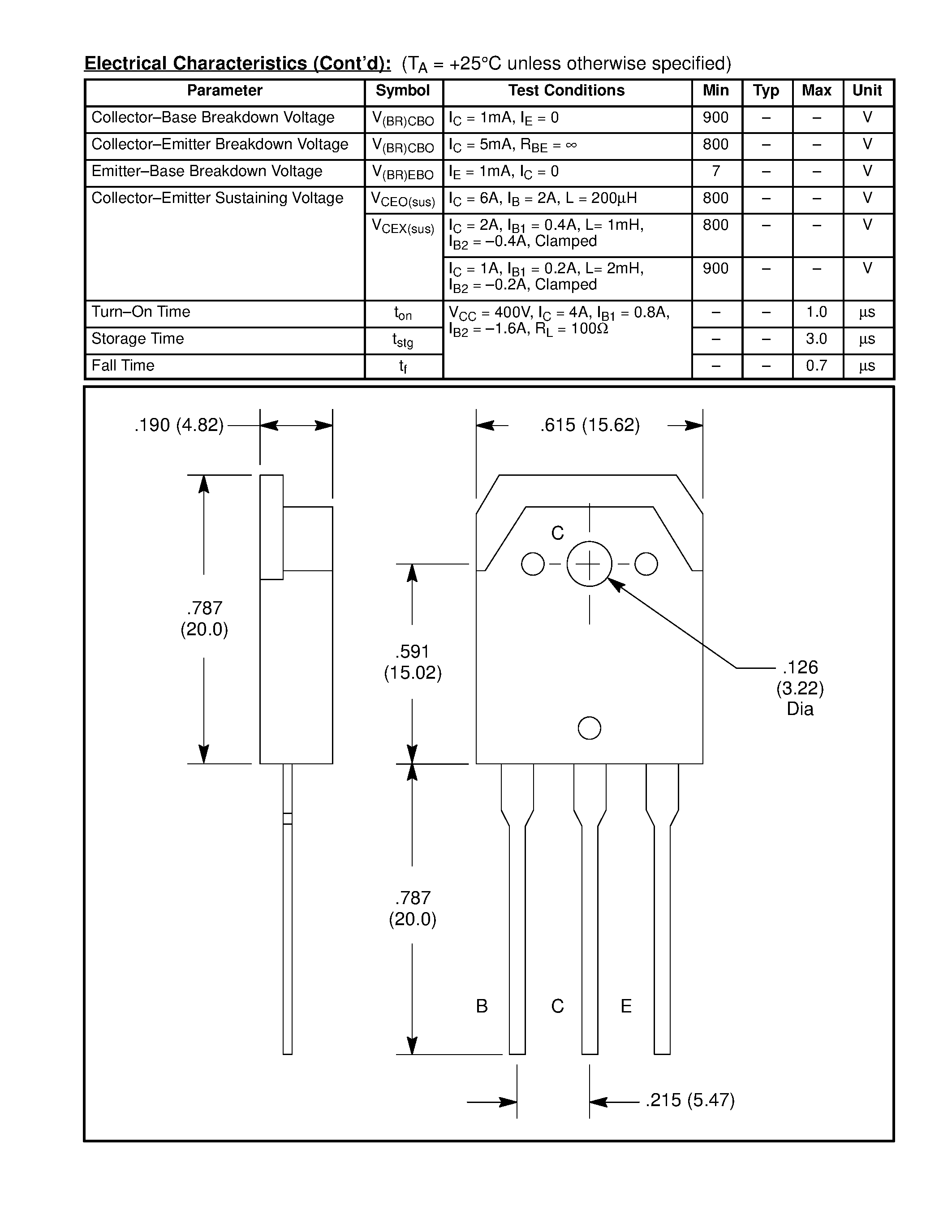 Datasheet NTE2309 - Silicon NPN Transistor High Voltage / High Current Switch page 2