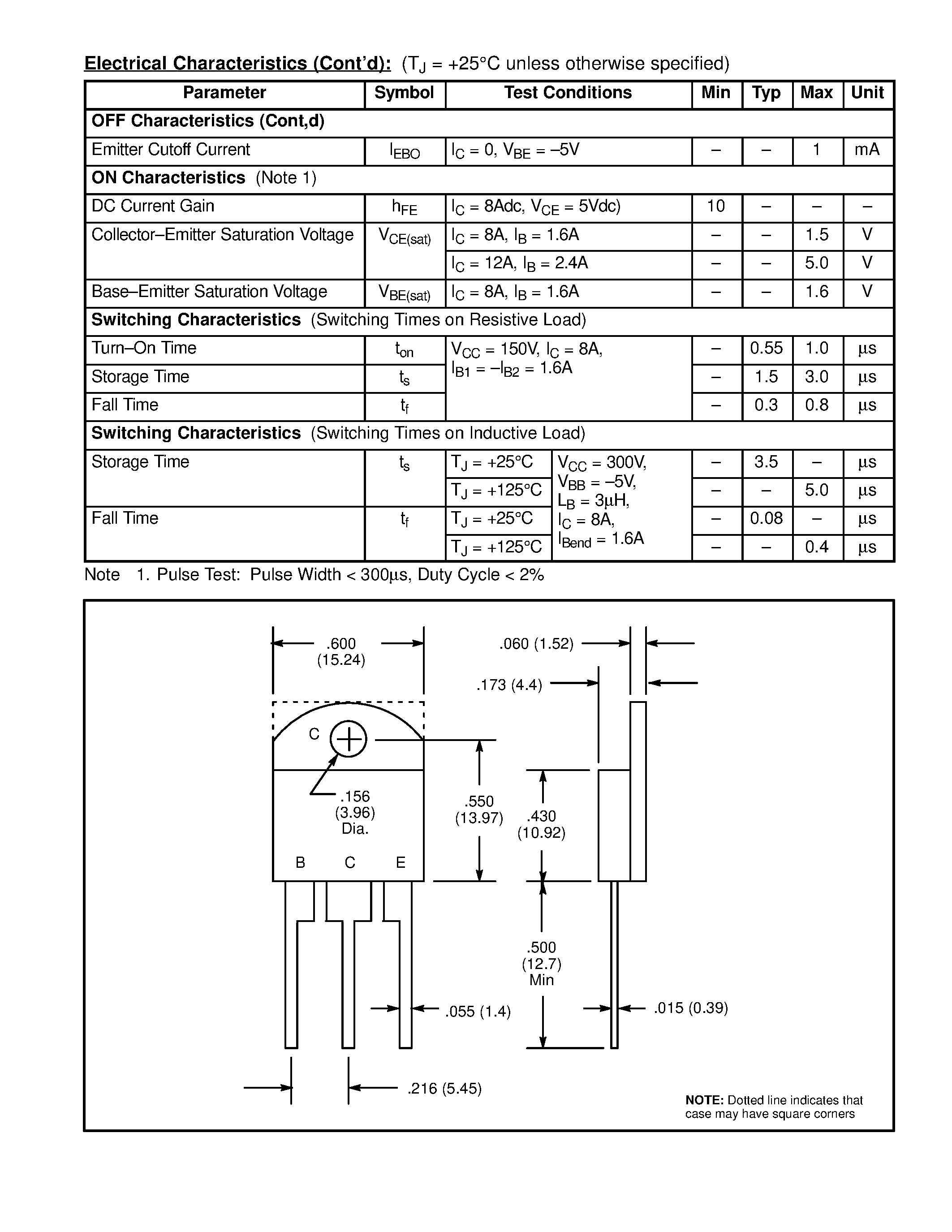 Datasheet NTE2311 - Silicon NPN Transistor High Voltage / High Speed Switch page 2