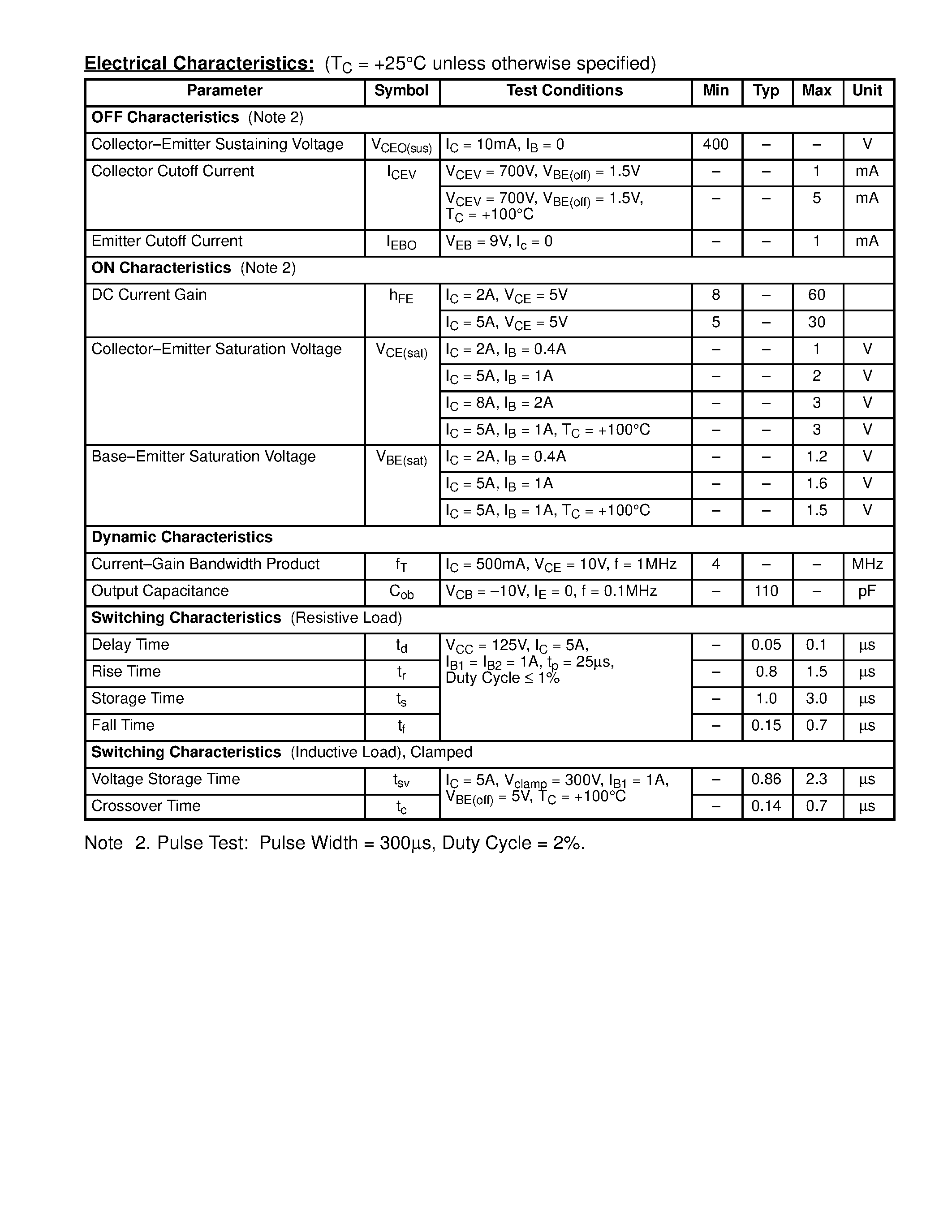 Datasheet NTE2312 - Silicon NPN Transistor High Voltage / High Speed Switch page 2