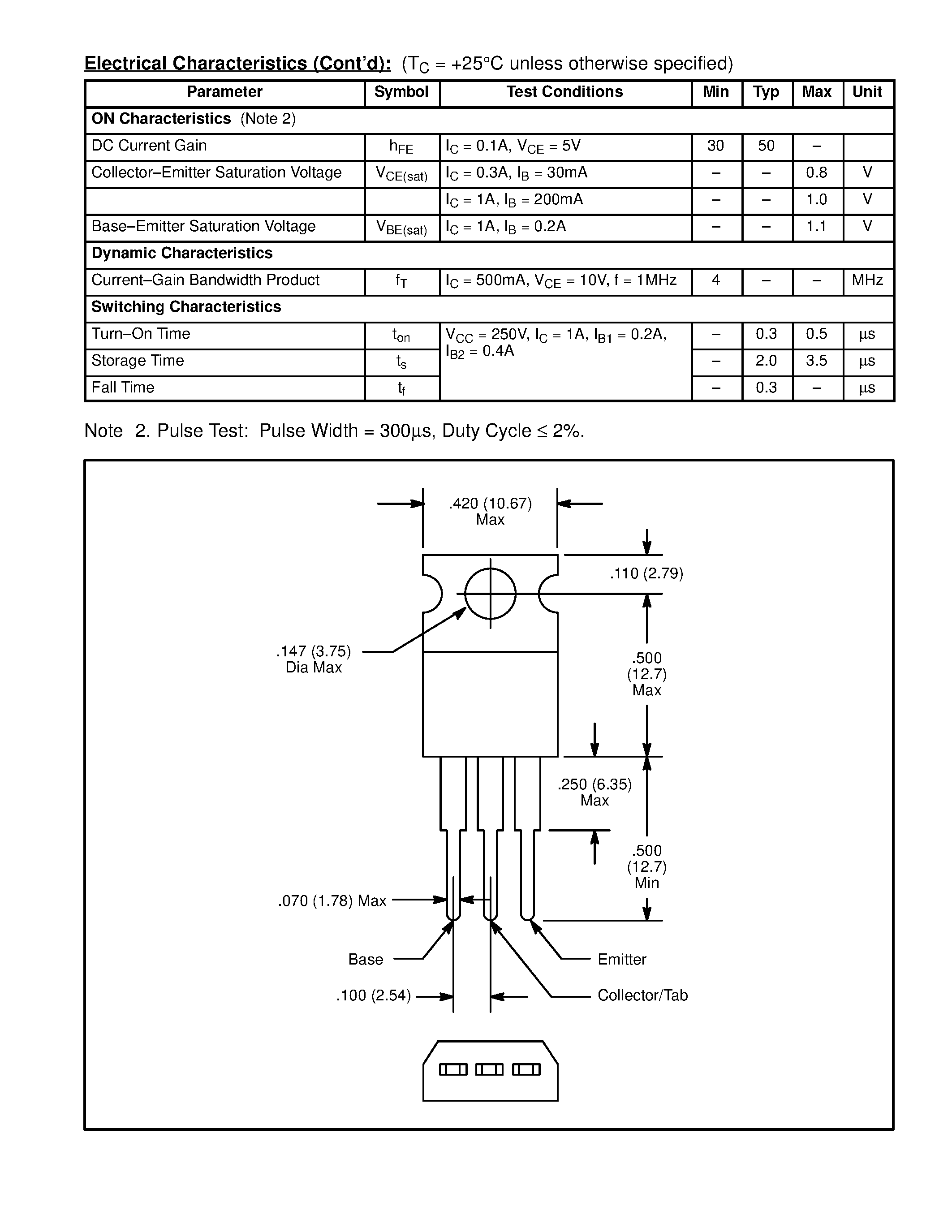 Datasheet NTE2313 page 2 Datasheet NTE2313 - Silicon NPN Transistor High Speed Switch page 2