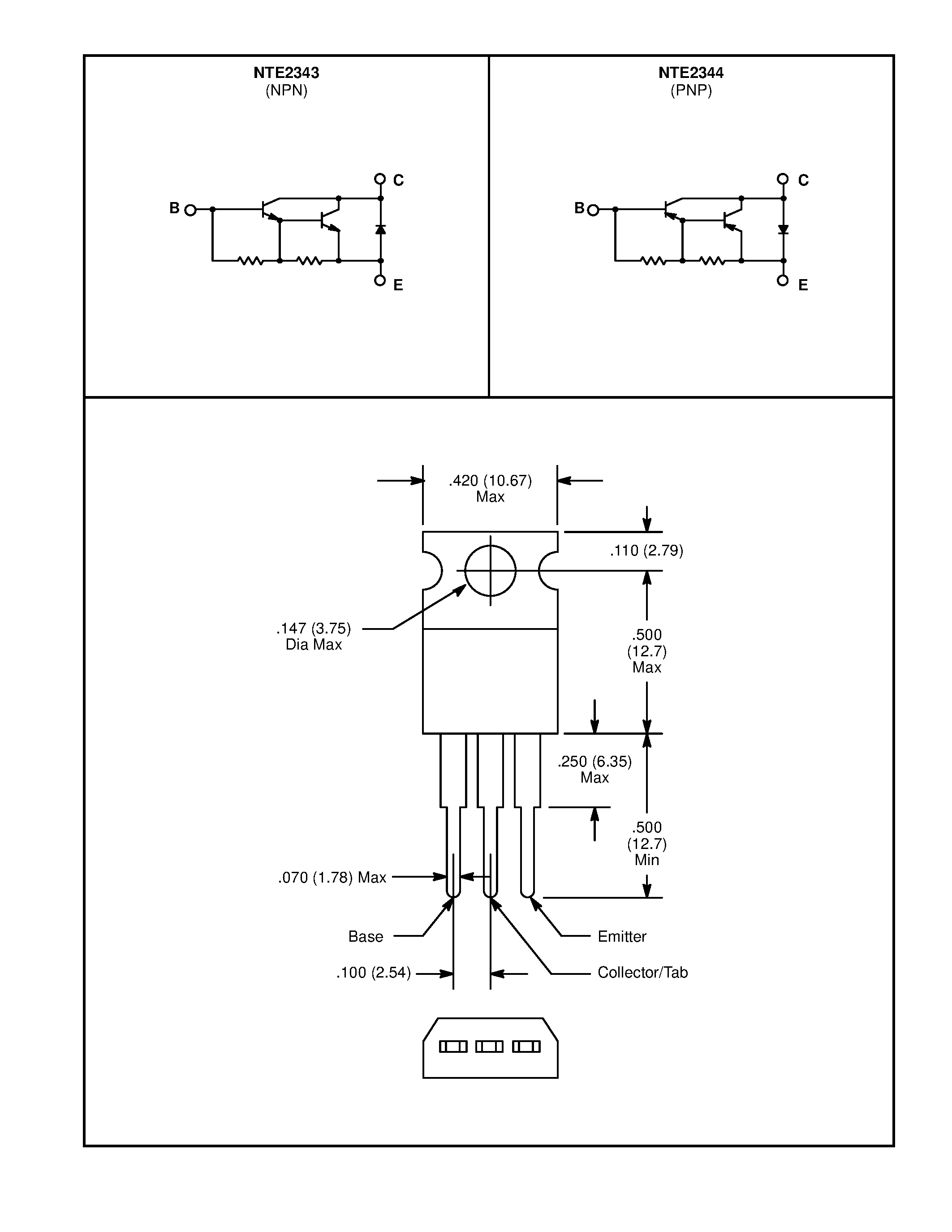 Datasheet NTE2343 - Silicon Complementary Transistors Darlington Power Amp / Switch page 2