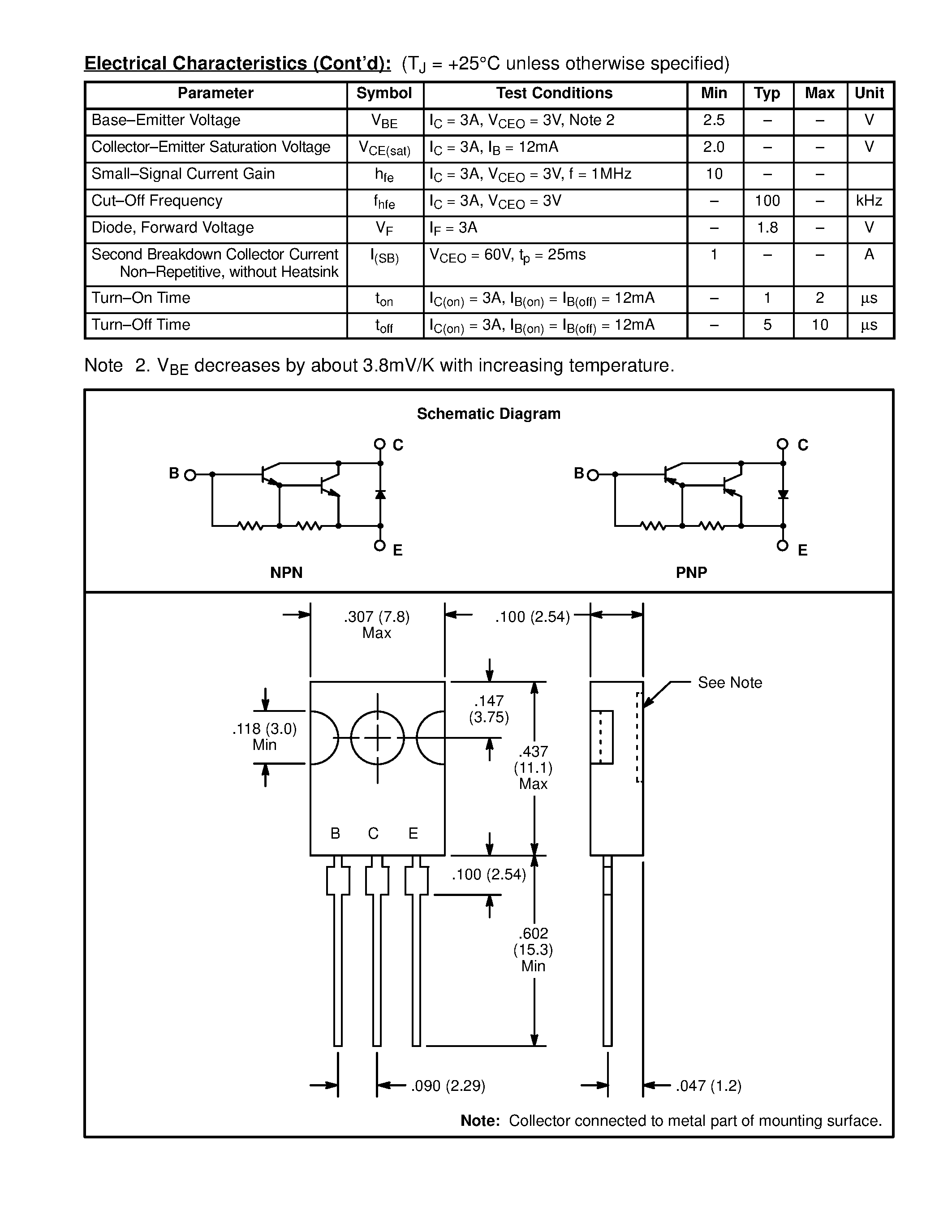 Datasheet NTE2345 - Silicon Complementary Transistors General Purpose Darlington / Power Amplifier page 2