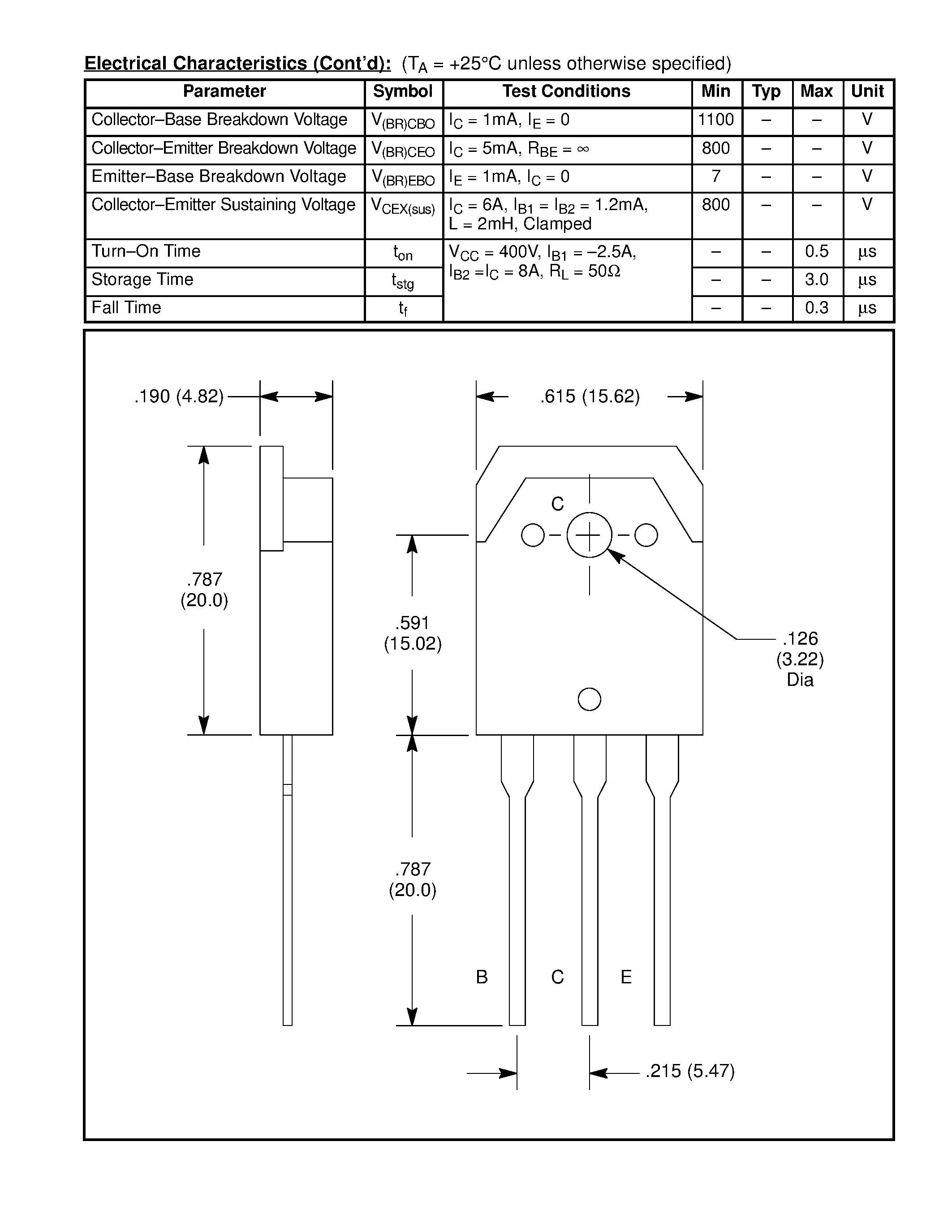 Datasheet NTE2348 page 2 Datasheet NTE2348 - Silicon NPN Transistor High Voltage / High Speed Switch page 2