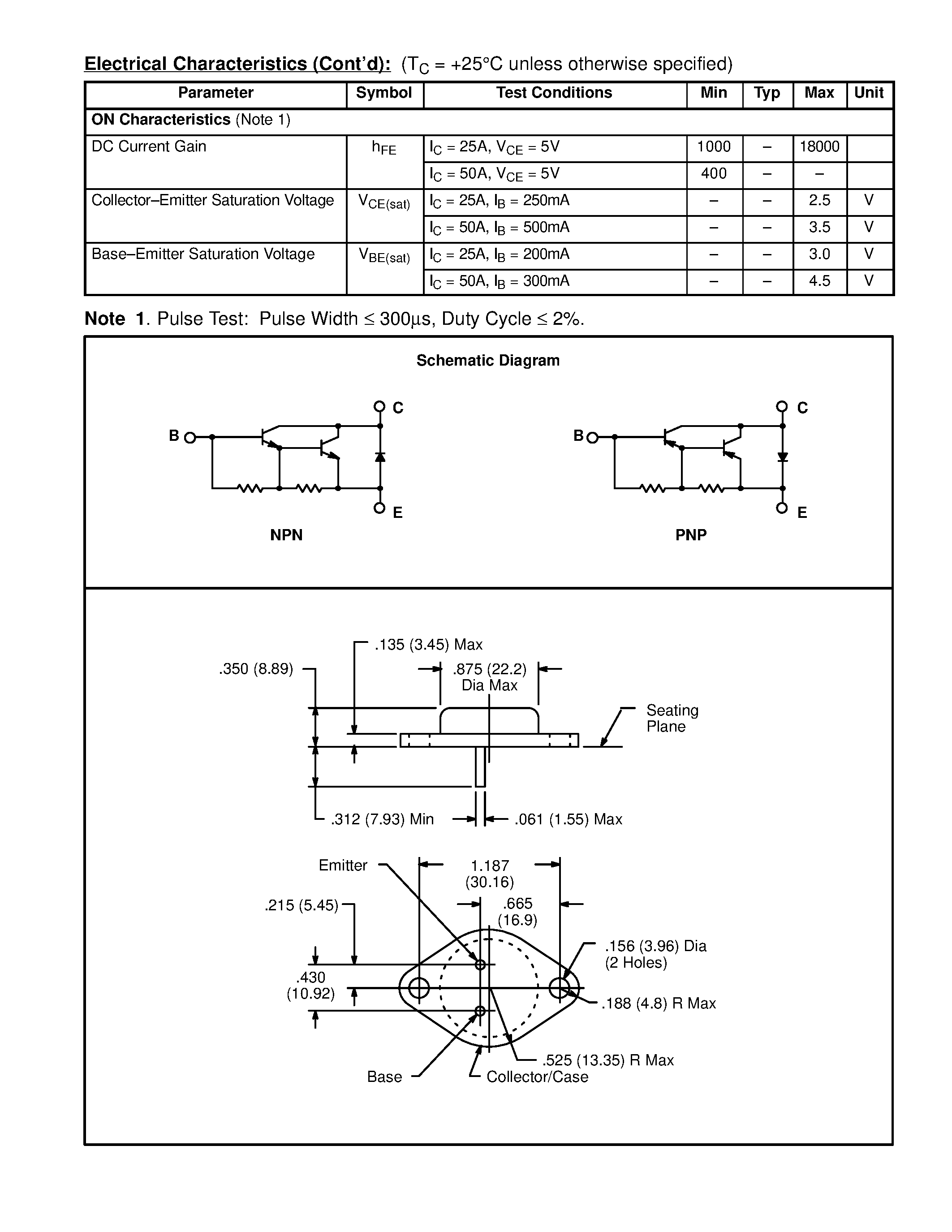 Datasheet NTE2349 - Silicon Darlington Transistors High Current / General Purpose page 2
