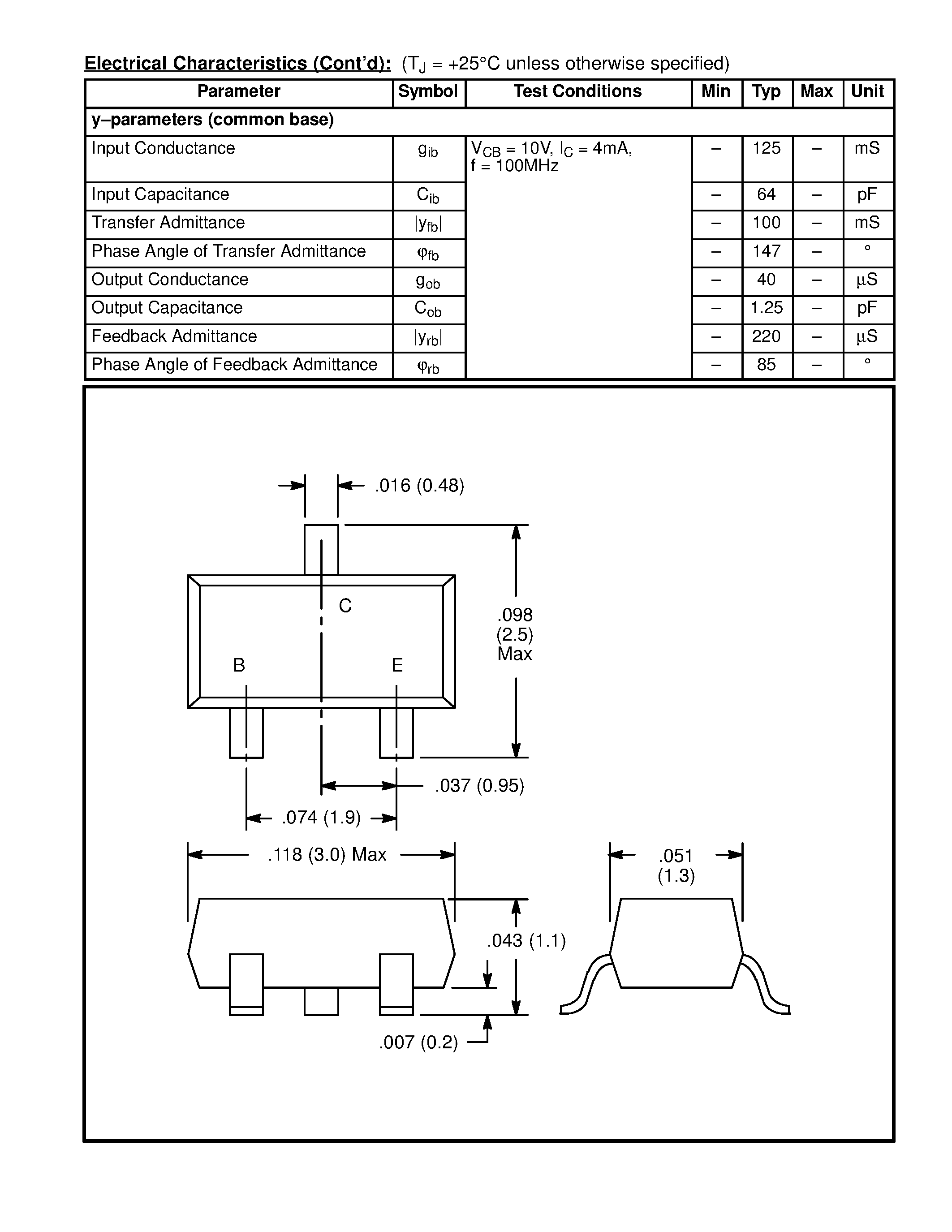 Datasheet NTE2401 - Silicon PNP Transistor RF Stages in FM Front Ends page 2