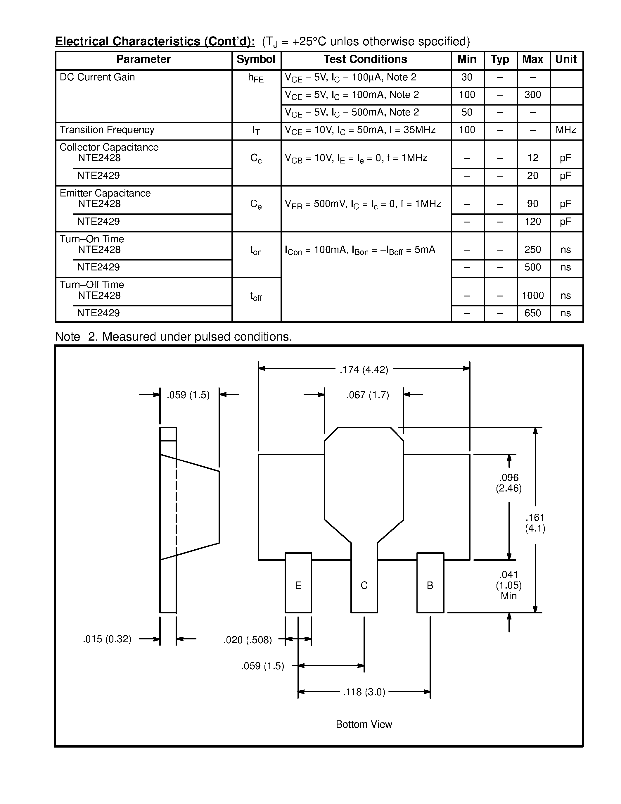 Datasheet NTE2428 - Silicon Complementary Transistors General Purpose Switch page 2