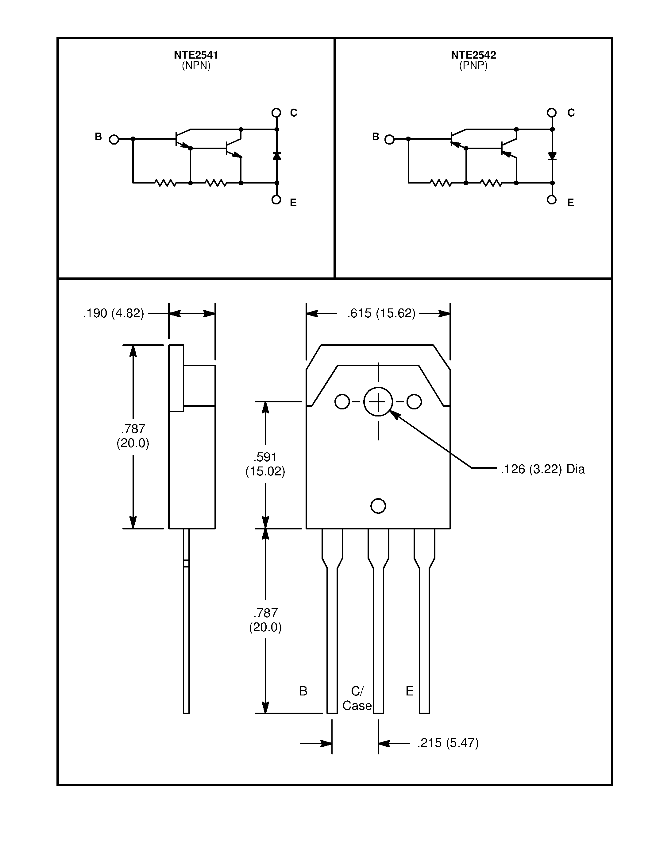 Даташит NTE2541 - Silicon Complementary Transistors Darlington / Motor/Relay Driver страница 2