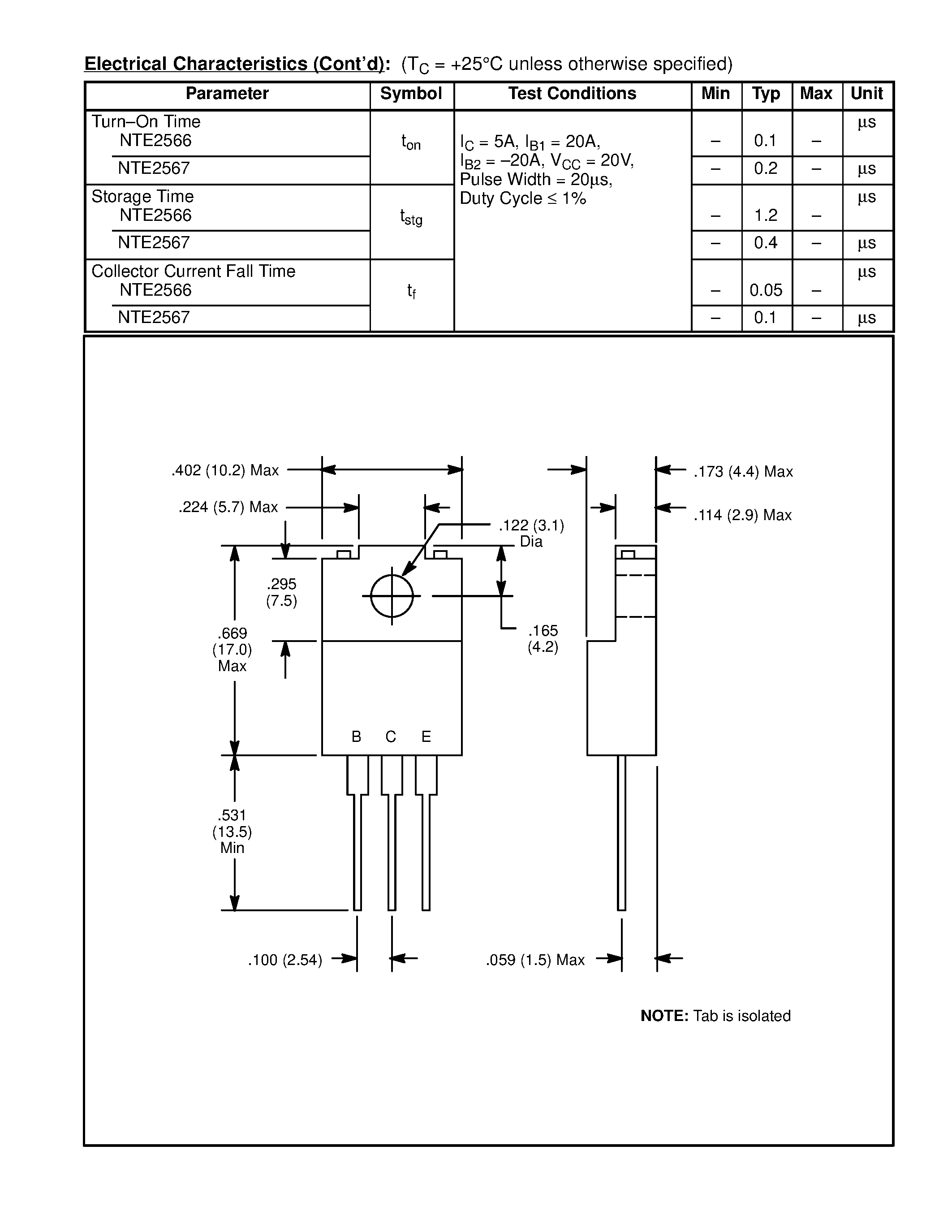 Datasheet NTE2566 - Silicon Complementary Transistors High Current / High Speed Switch page 2