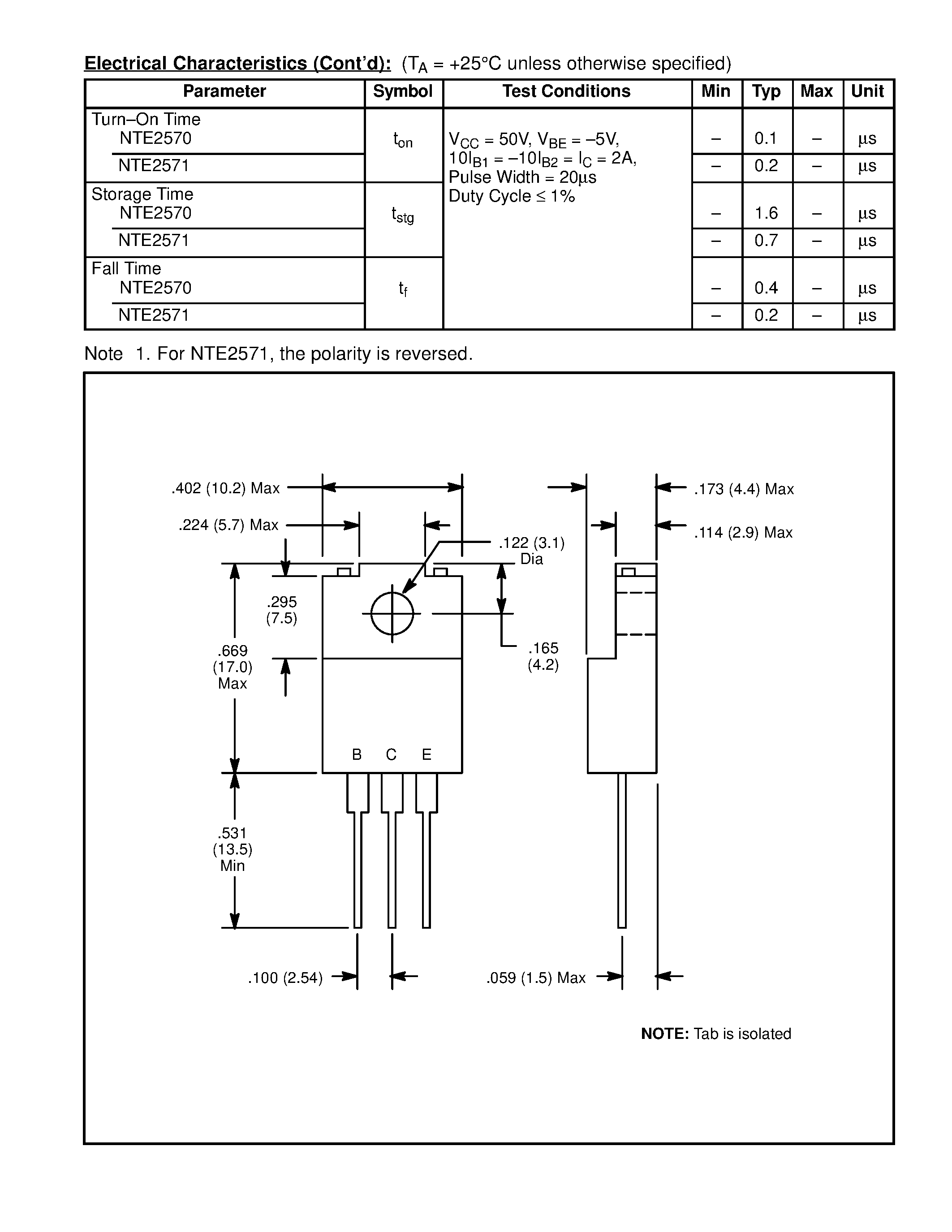 Datasheet NTE2570 - Silicon Complementary Transistors High Current Switch page 2