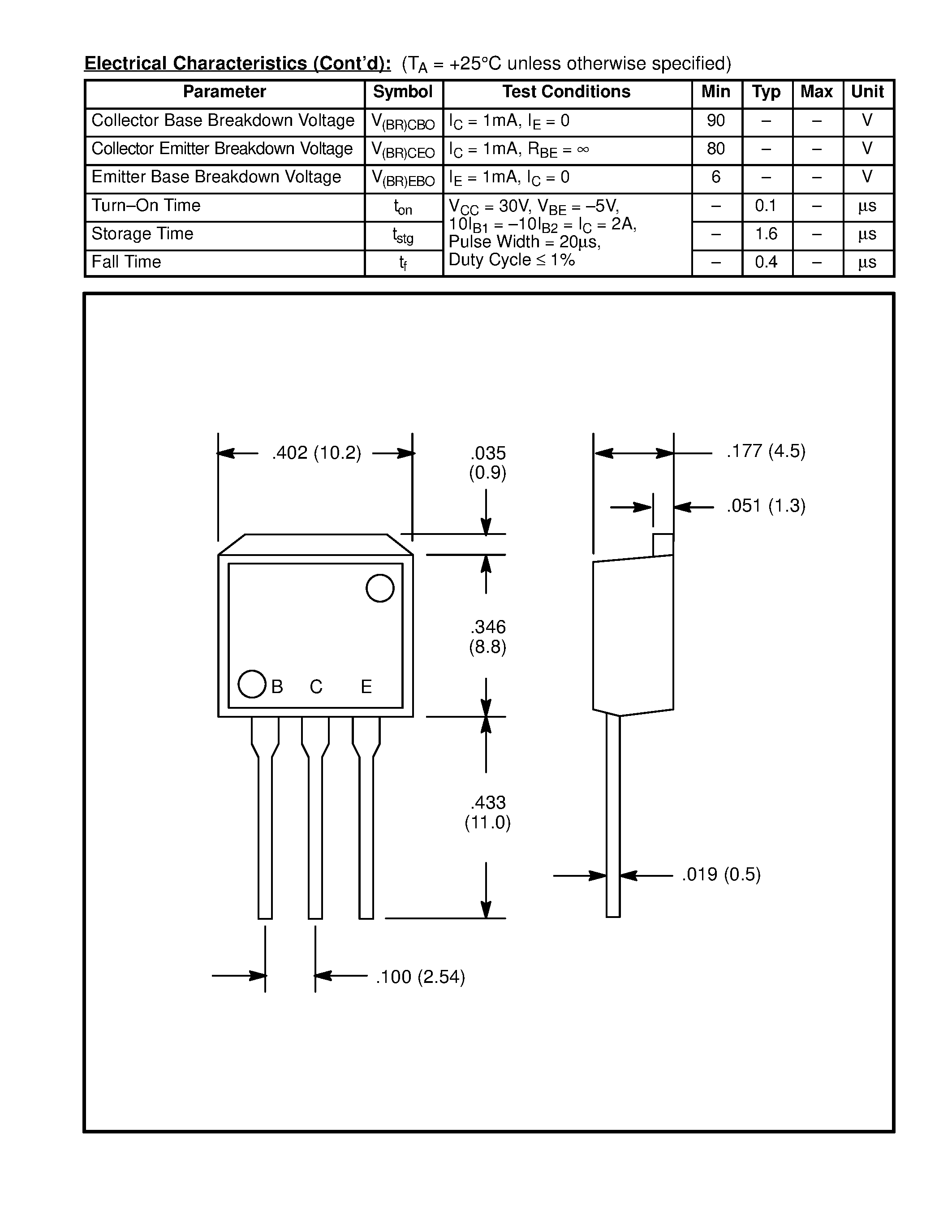 Datasheet NTE2572 page 2 Datasheet NTE2572 - Silicon NPN Transistor High Current Switch page 2