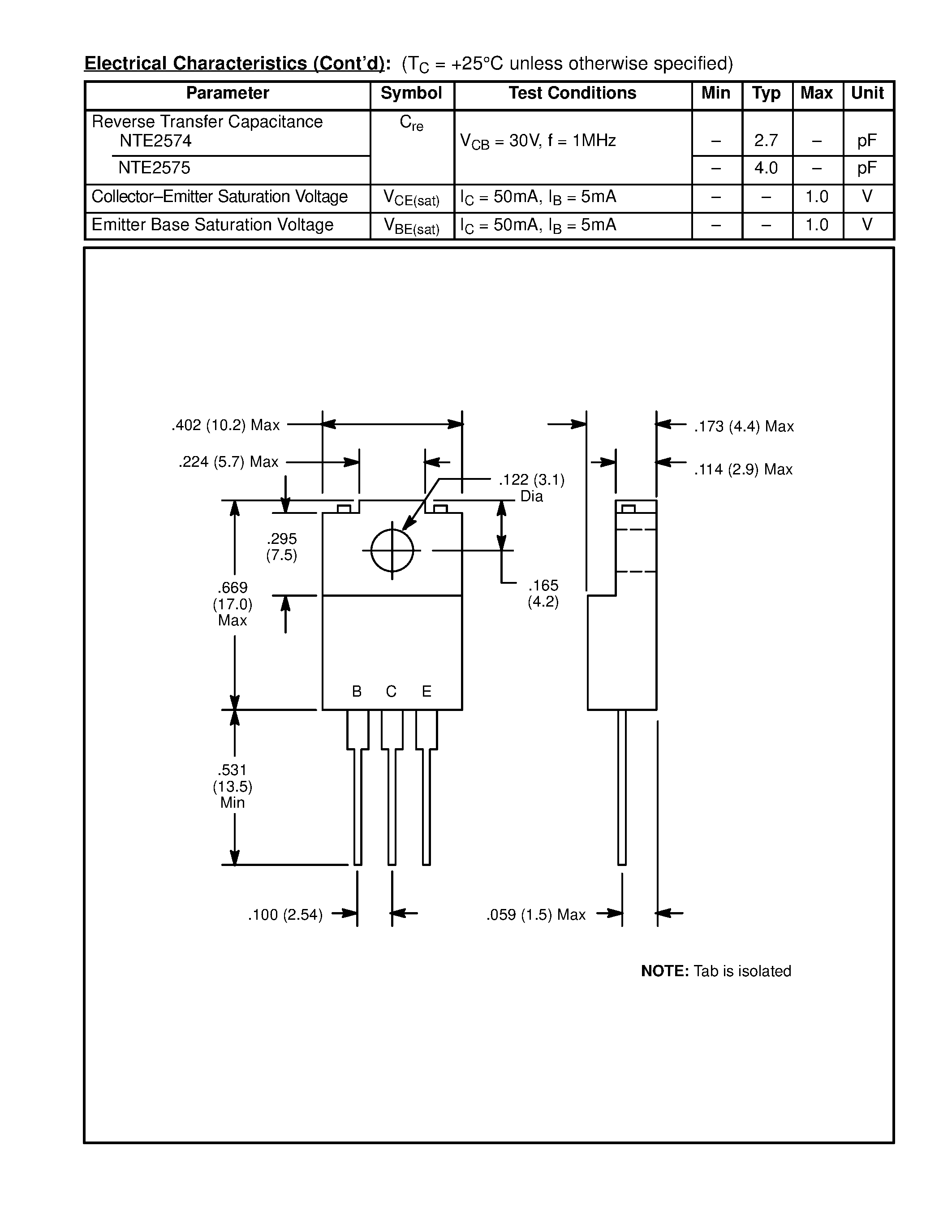 Datasheet NTE2574 - Silicon Complementary Transistors Video Output for HDTV page 2