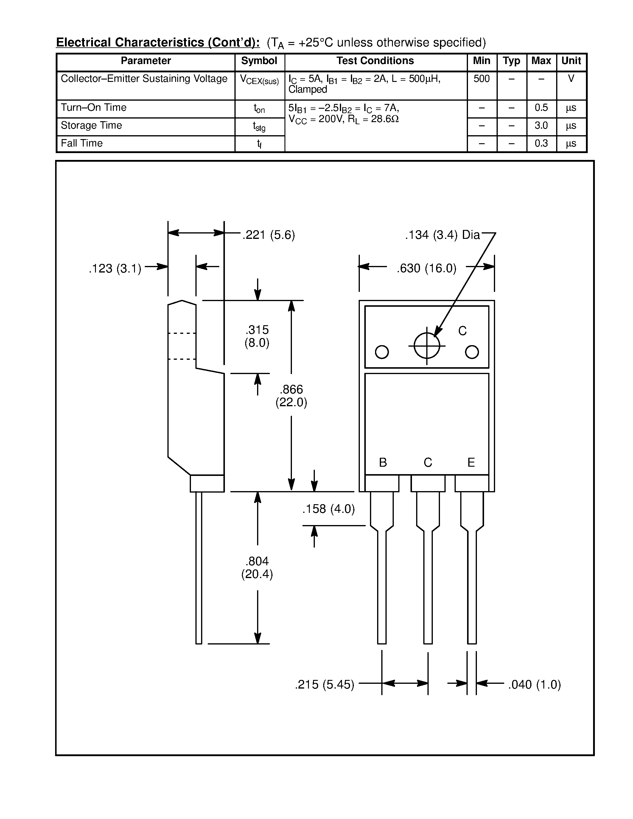 Datasheet NTE2594 page 2 Datasheet NTE2594 - Silicon NPN Transistor High Voltage / High Current Switch page 2