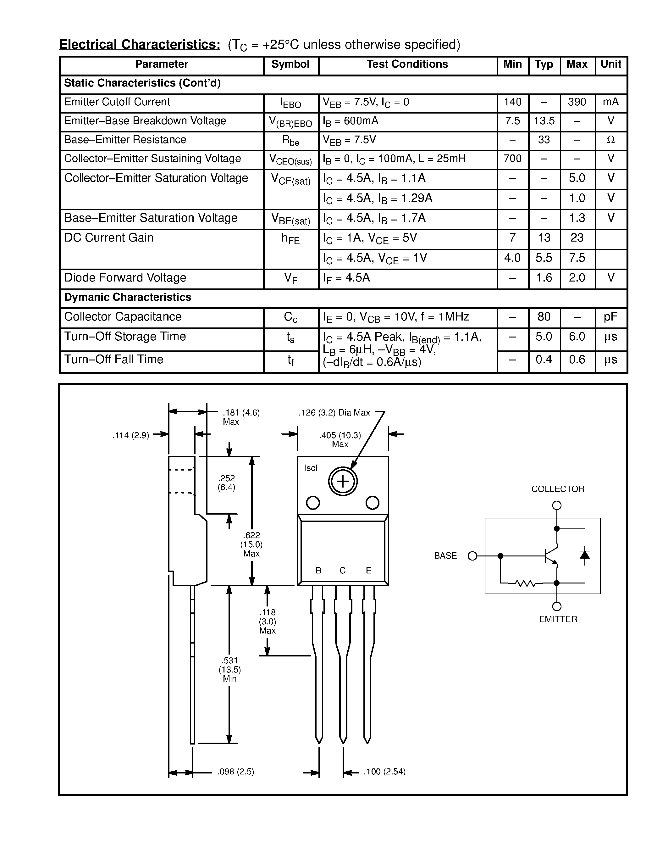 Даташит NTE2635 - Silicon NPN Transistor Horizontal Deflection w/Internal Damper Diode страница 2