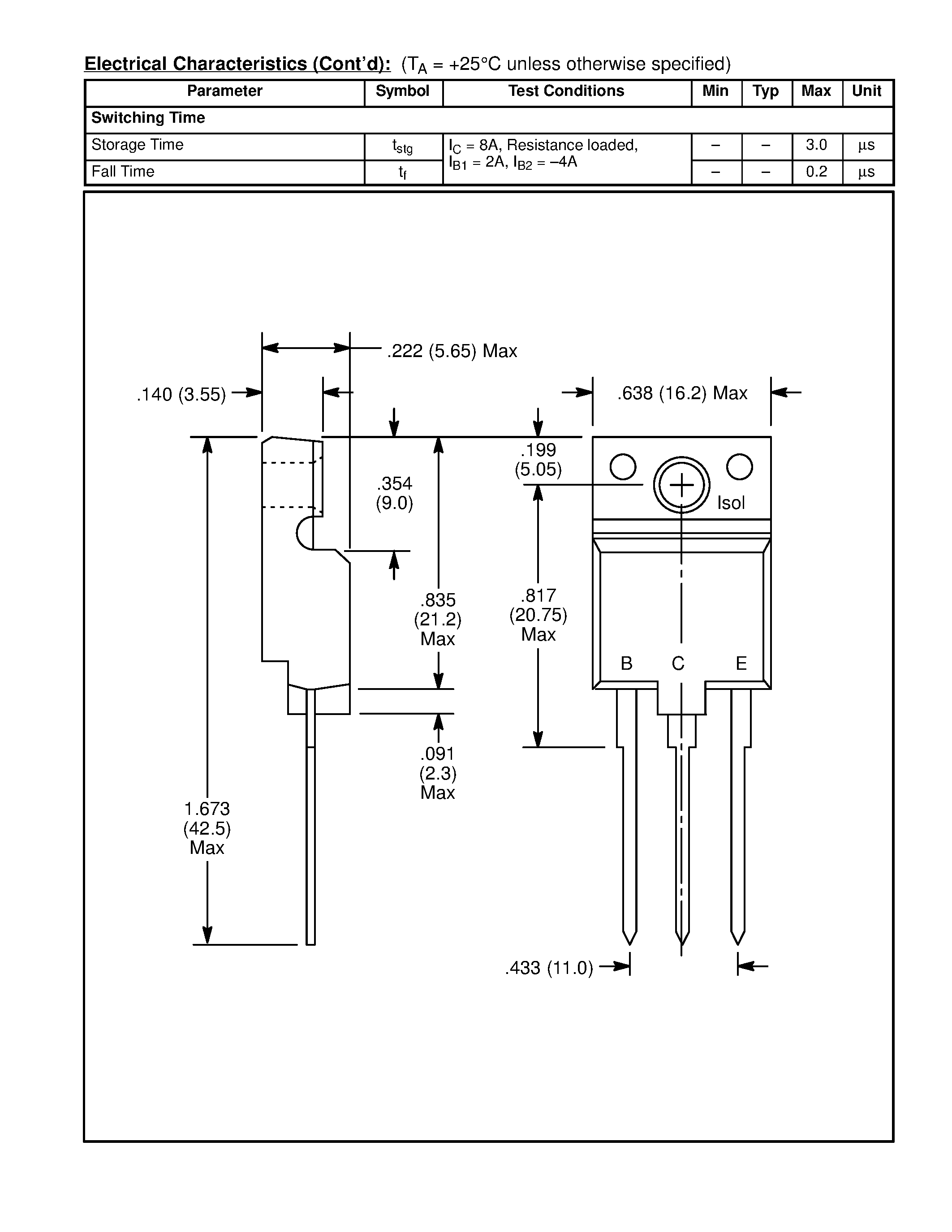 Datasheet NTE2642 page 2 Datasheet NTE2642 - Silicon NPN Transistor Horizontal Deflection Output High Speed Switch page 2