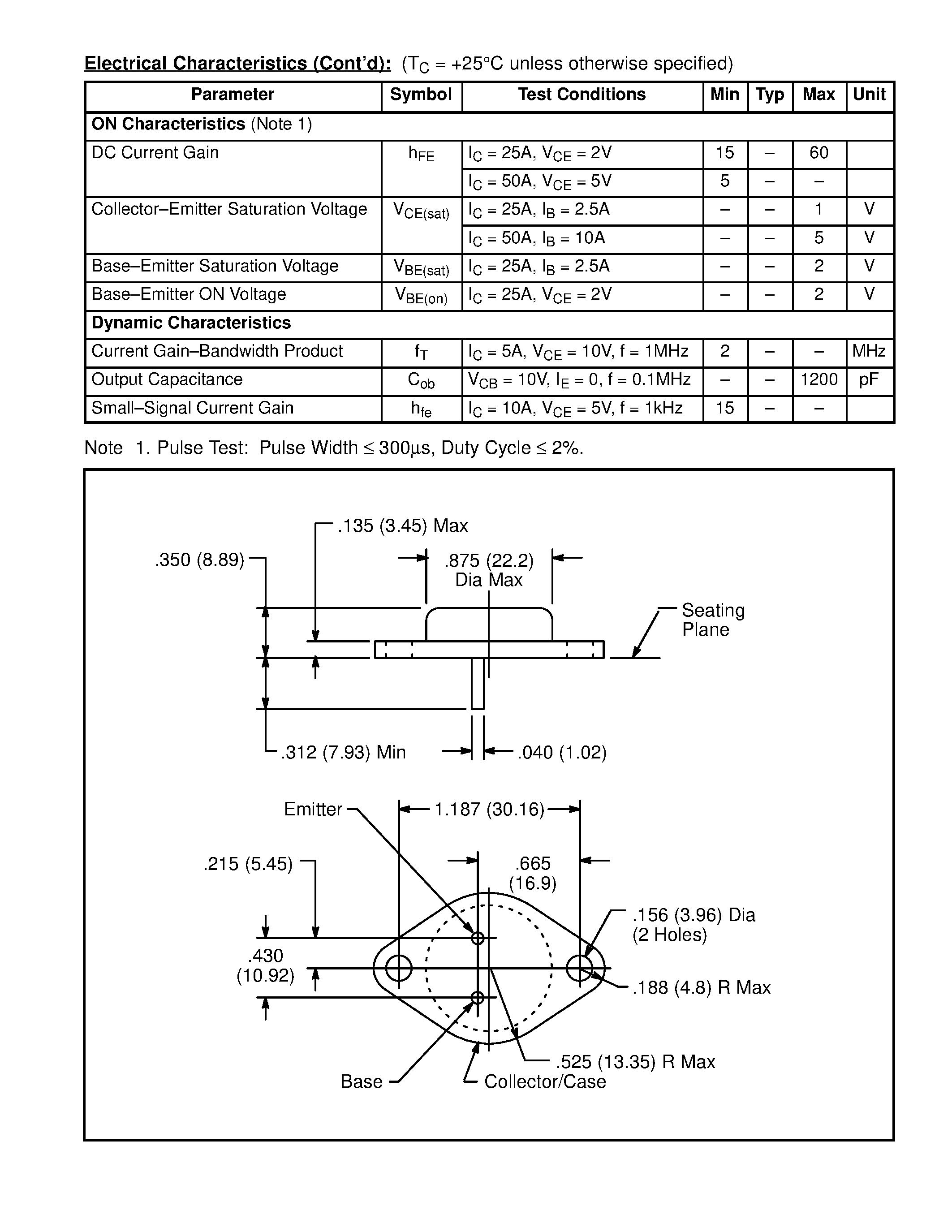 Datasheet NTE29 - Silicon Complementary Transistors High Power / High Current Switch page 2