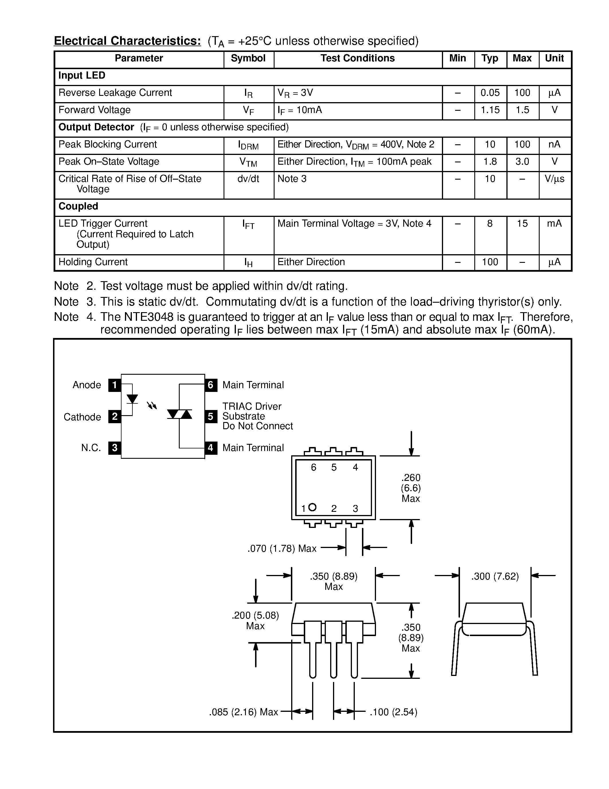 Datasheet NTE3048 - Optoisolator TRIAC Driver Output page 2