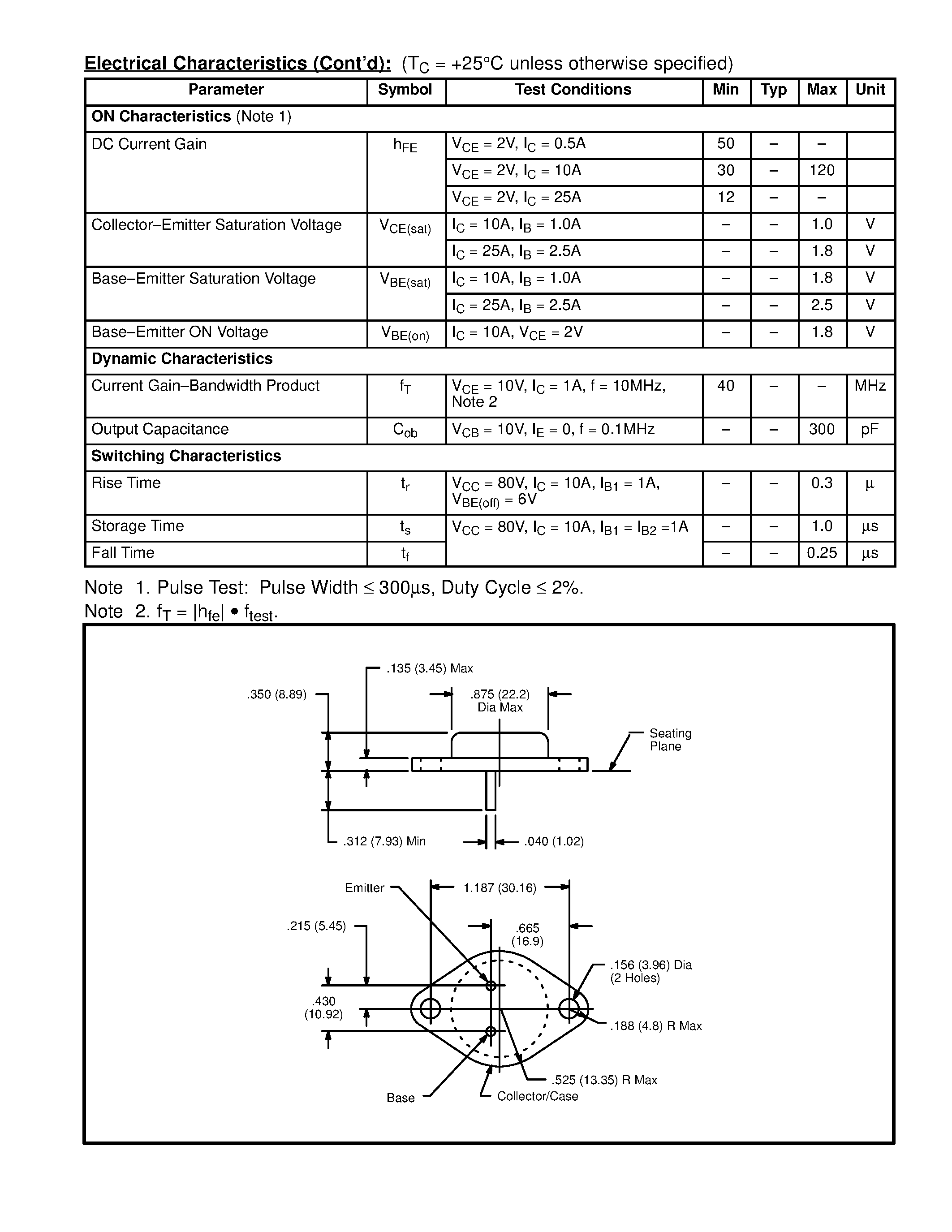 Datasheet NTE327 - Silicon NPN Transistor Power Amp / Switch page 2