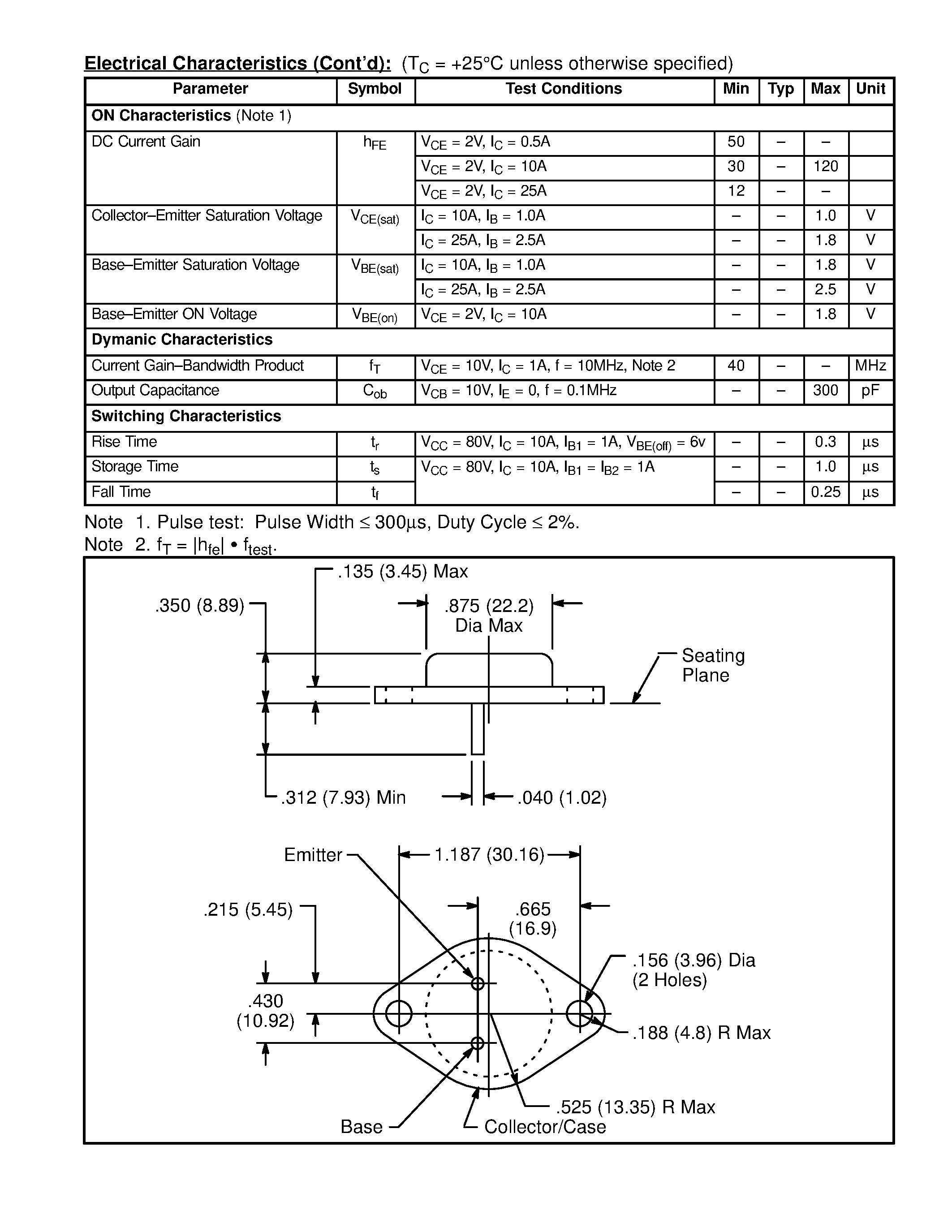 Datasheet NTE328 - Silicon NPN Transistor Power Amp / Switch page 2