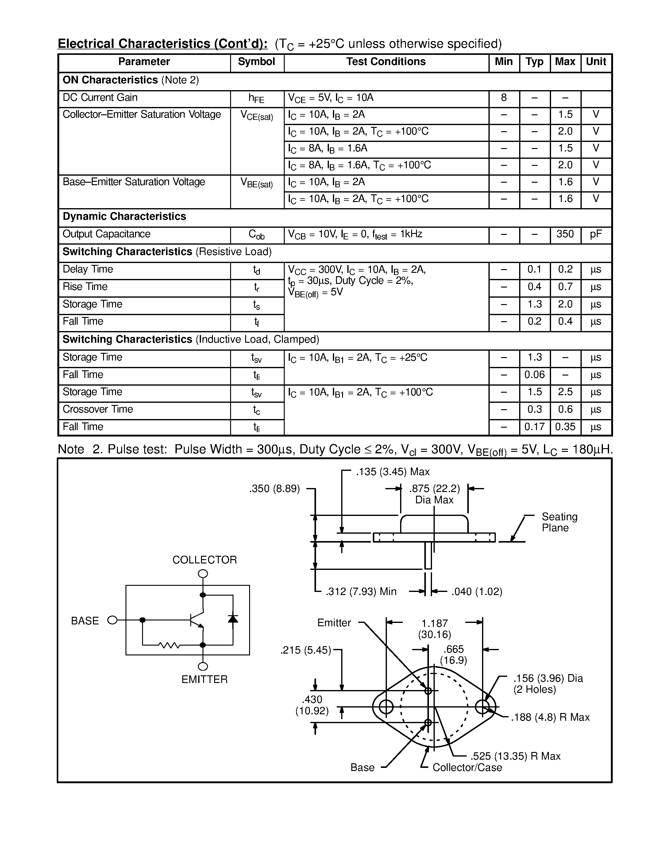 Datasheet NTE385 - Silicon NPN Transistor Audio Power Amp / Switch page 2