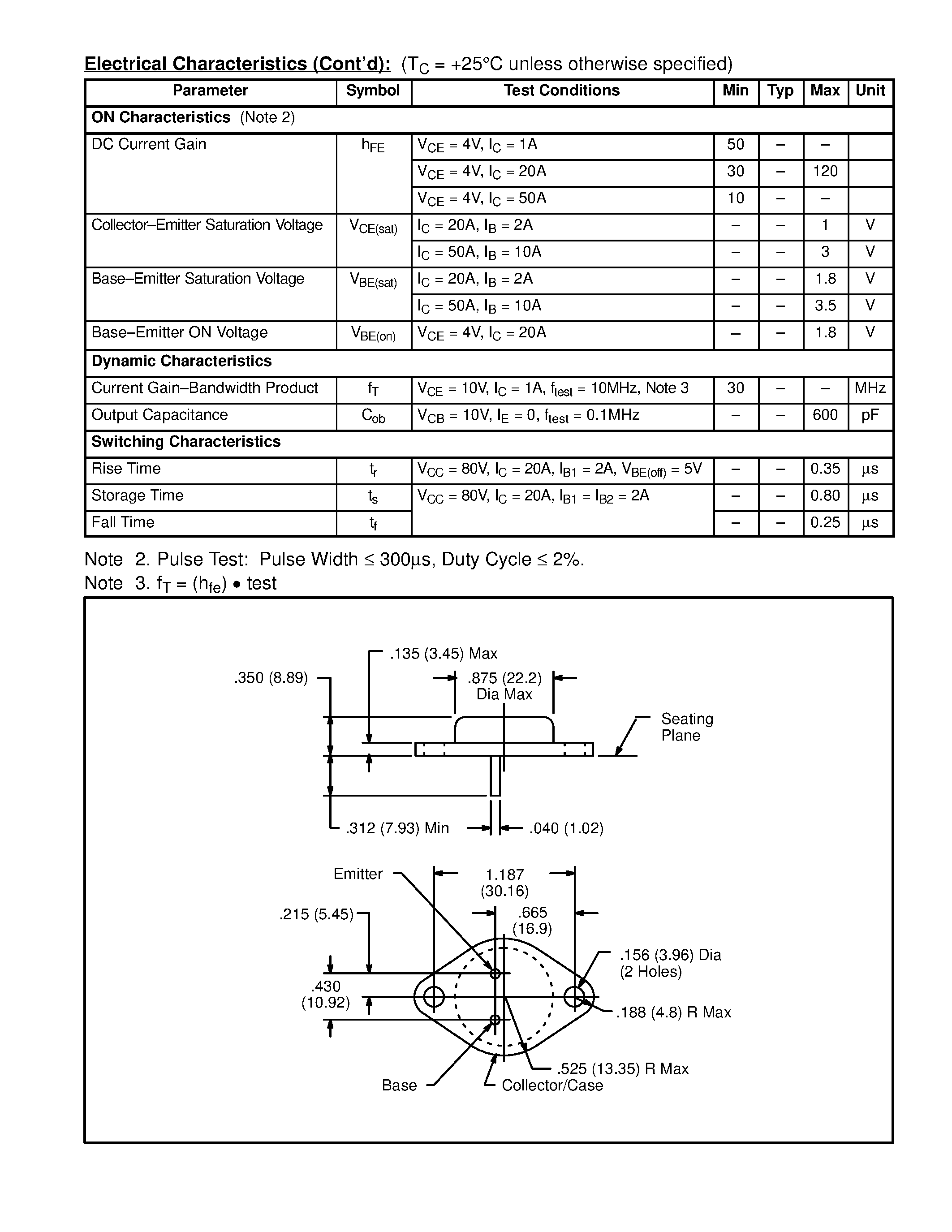 Datasheet NTE387 - Silicon NPN Transistor Power Amp / Switch page 2