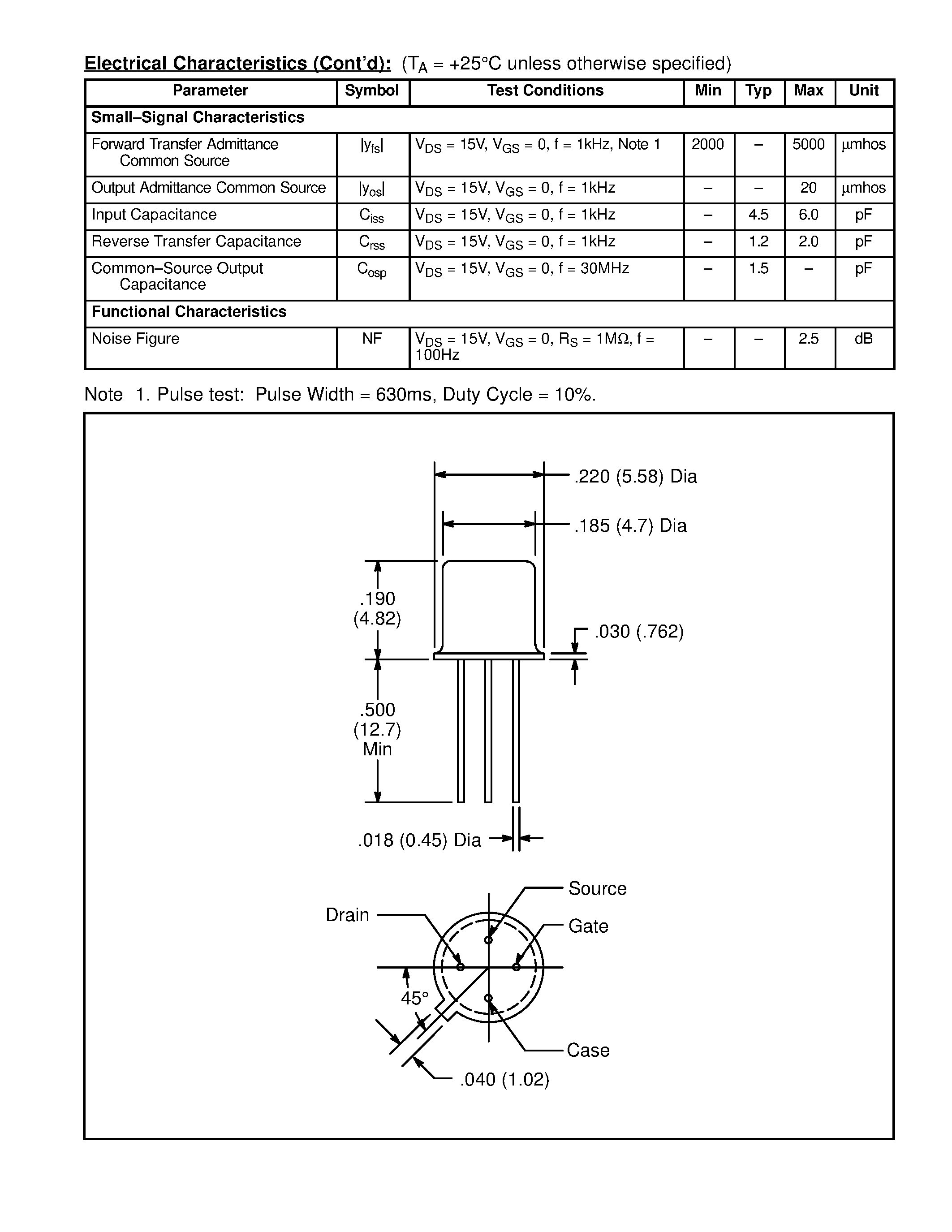 Datasheet NTE456 - N-Channel Silicon JFET General Purpose Amp / Switch page 2