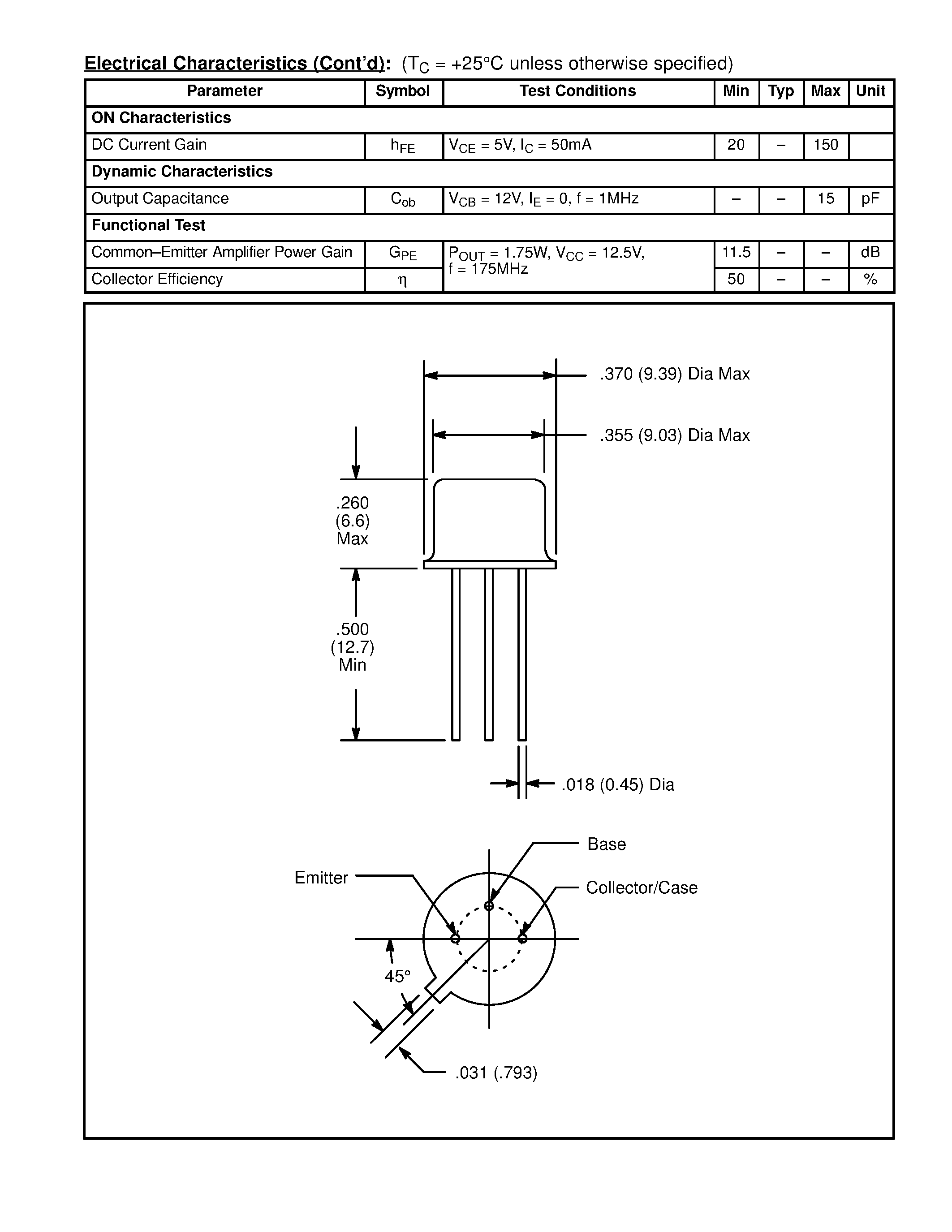 Datasheet NTE472 - Silicon NPN Transistor RF Power Output PO = 1.8W @ 175MHz page 2