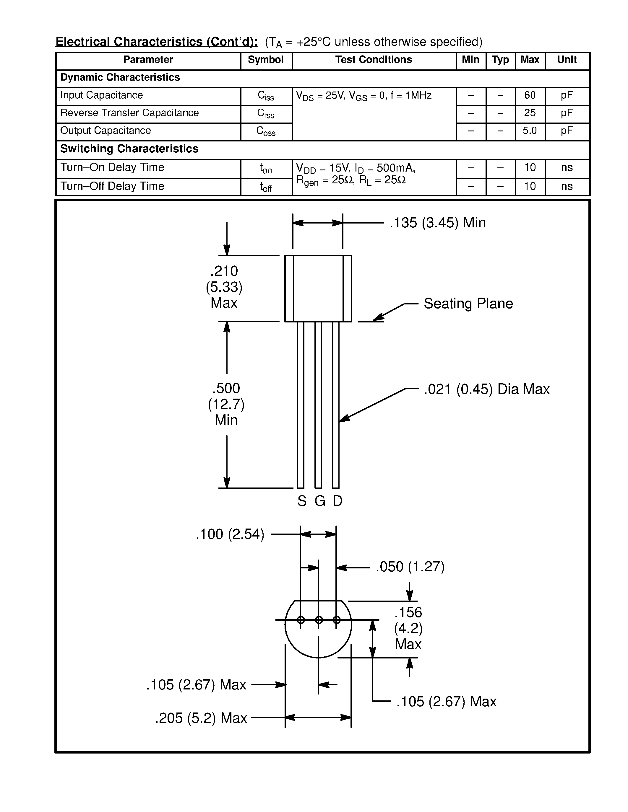 Datasheet NTE491 - MOSFET N-Ch / Enhancement Mode High Speed Switch page 2