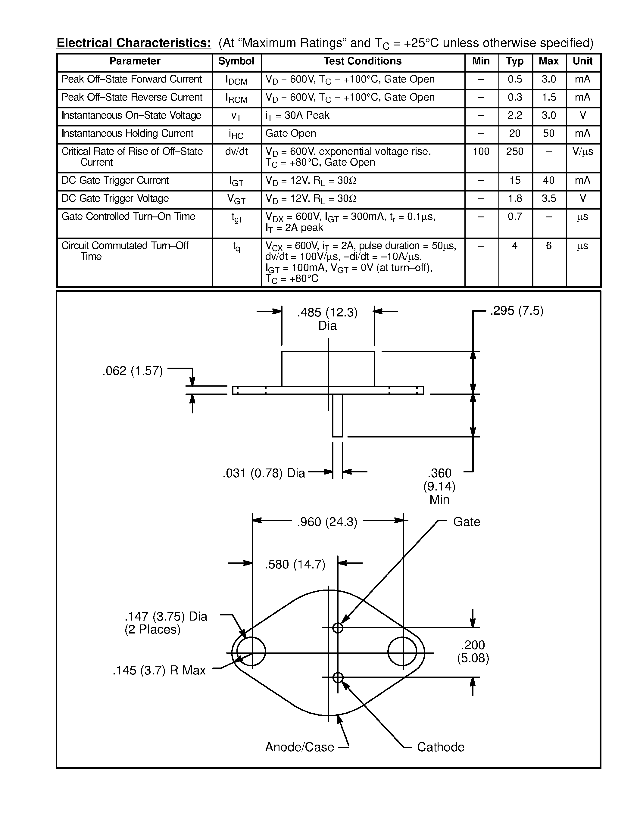 Даташит NTE5351 - Silicon Controlled Rectifier (SCR) for High Speed Switching страница 2
