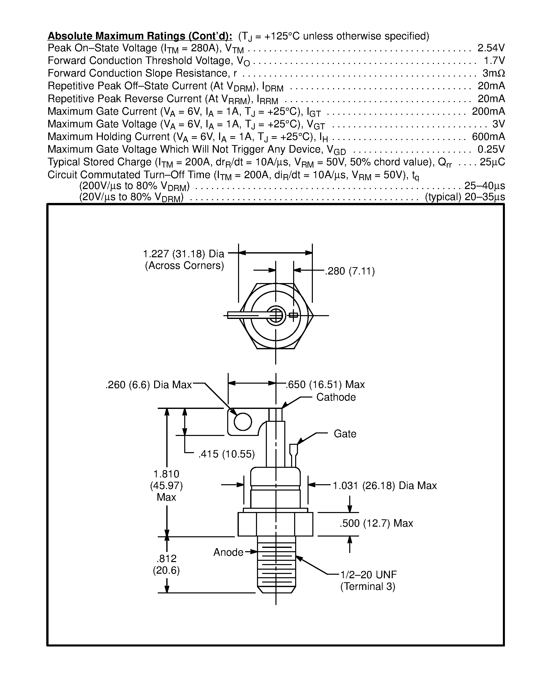 Даташит NTE5368 - Silicon Controlled Rectifier (SCR) 125 Amp страница 2