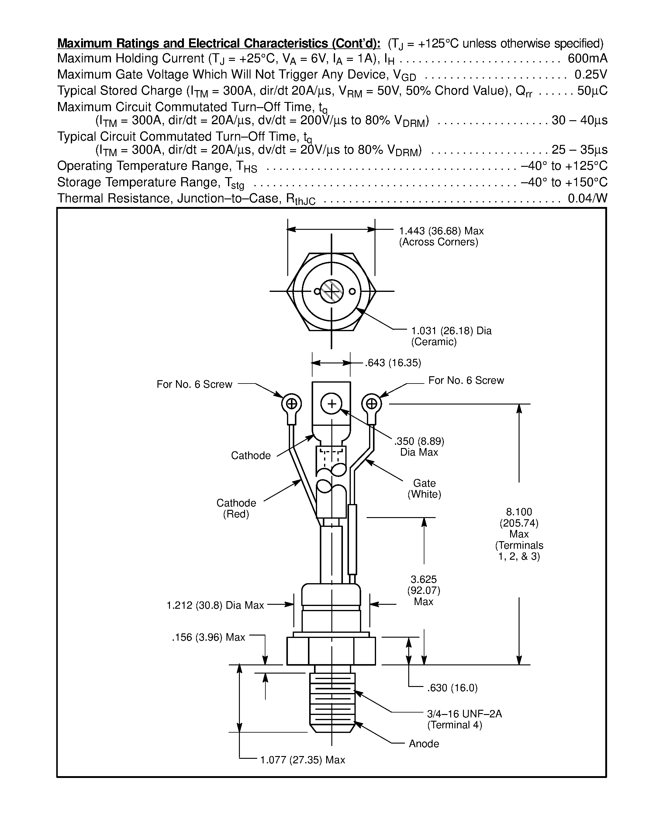 Даташит NTE5374 - Silicon Controlled Rectifier (SCR) for High Speed Switching страница 2
