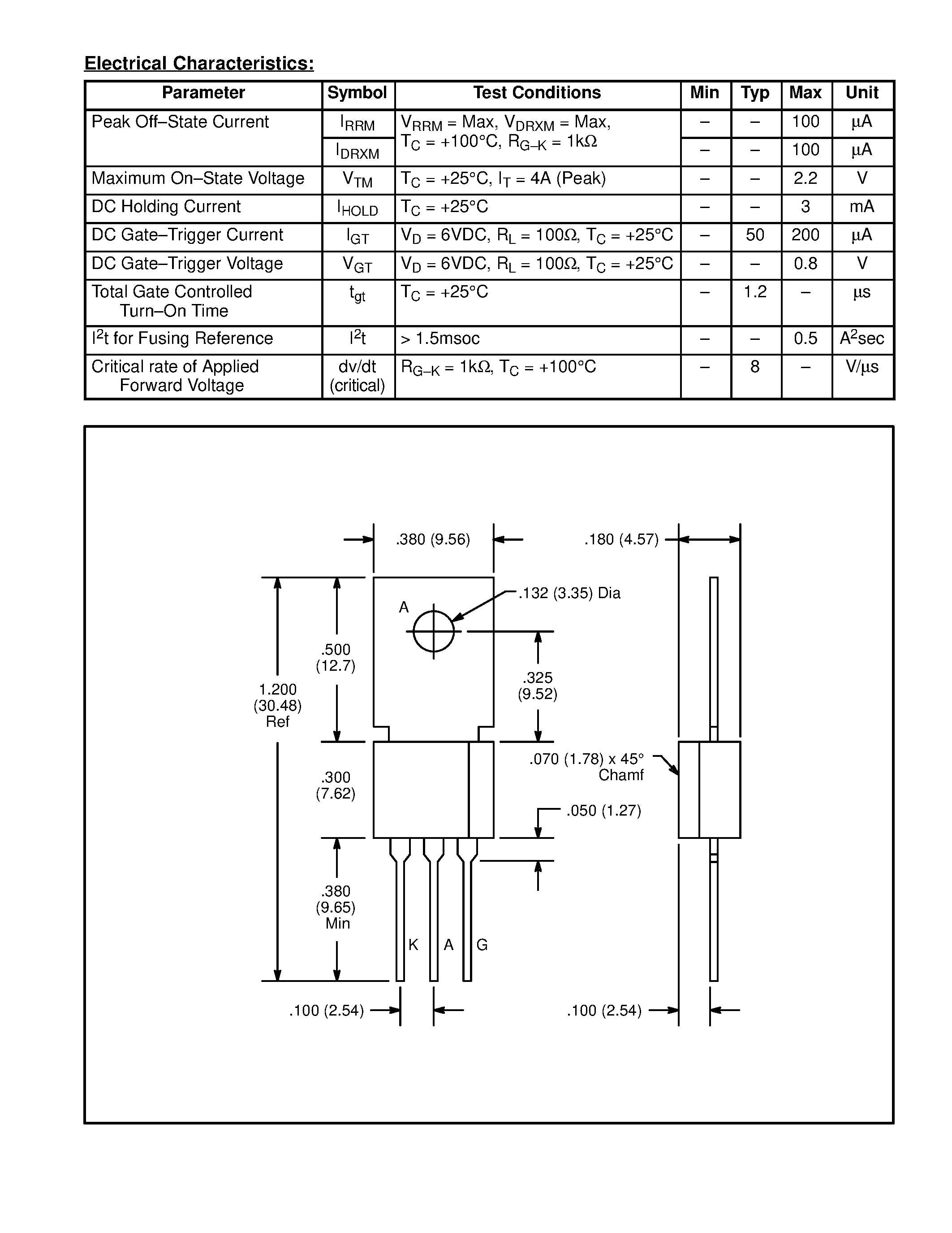 Datasheet NTE5458 - Silicon Controlled Rectifier (SCR) 4 Amp Sensitive Gate page 2