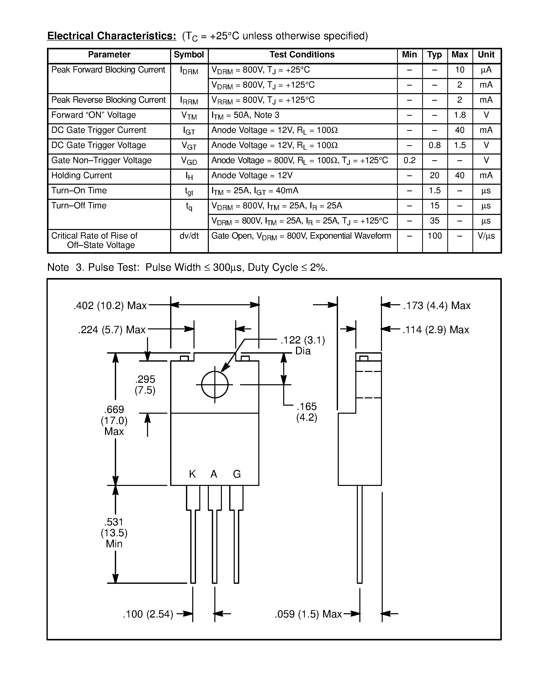 Даташит NTE5460 - Silicon Controlled Rectifier (SCR) страница 2