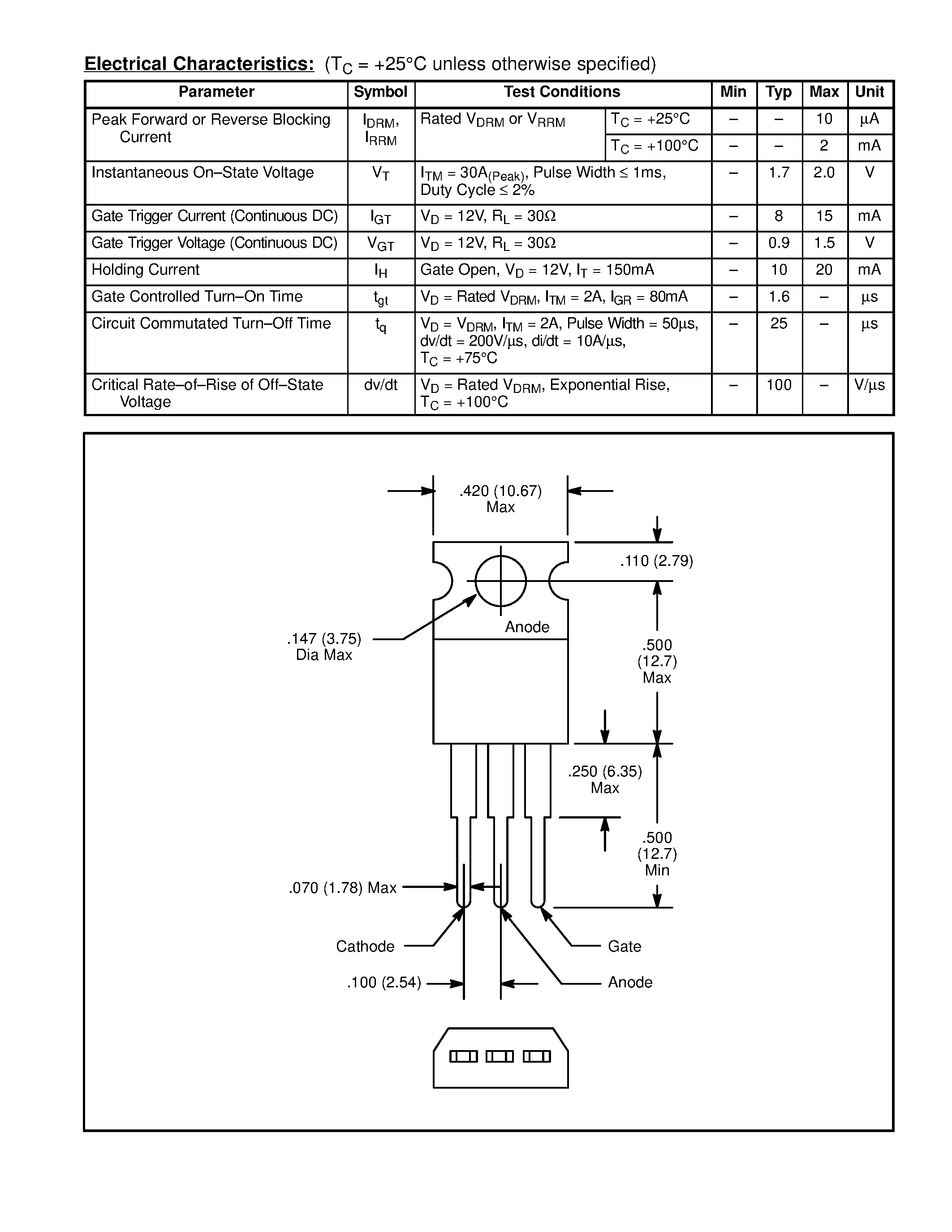 Datasheet NTE5465 - Silicon Controlled Rectifier (SCR) 10 Amp page 2
